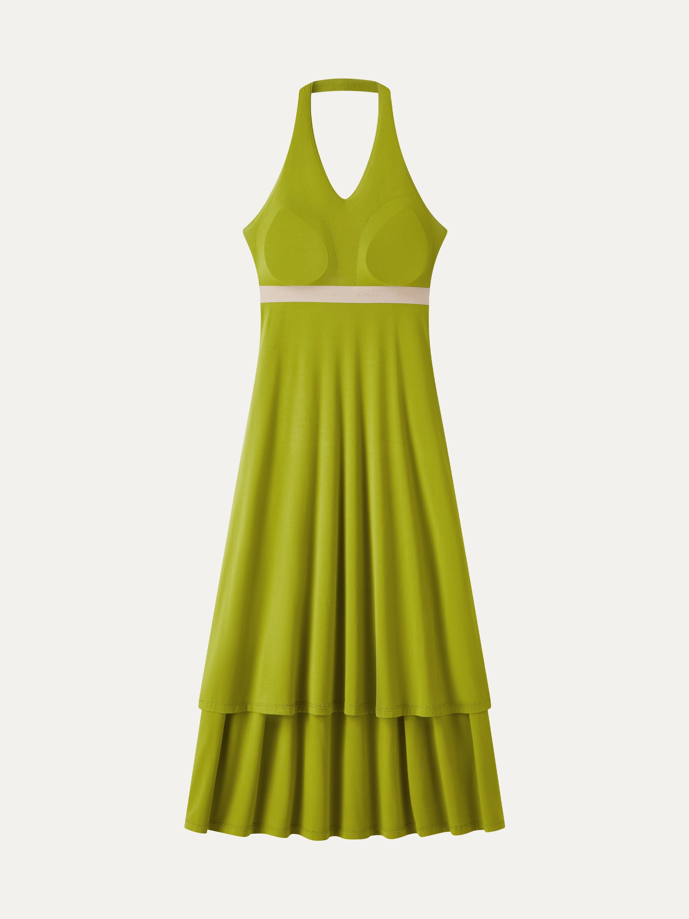 OGLmove SkinKiss Halter Ruched Midi Bra Dress with Pockets