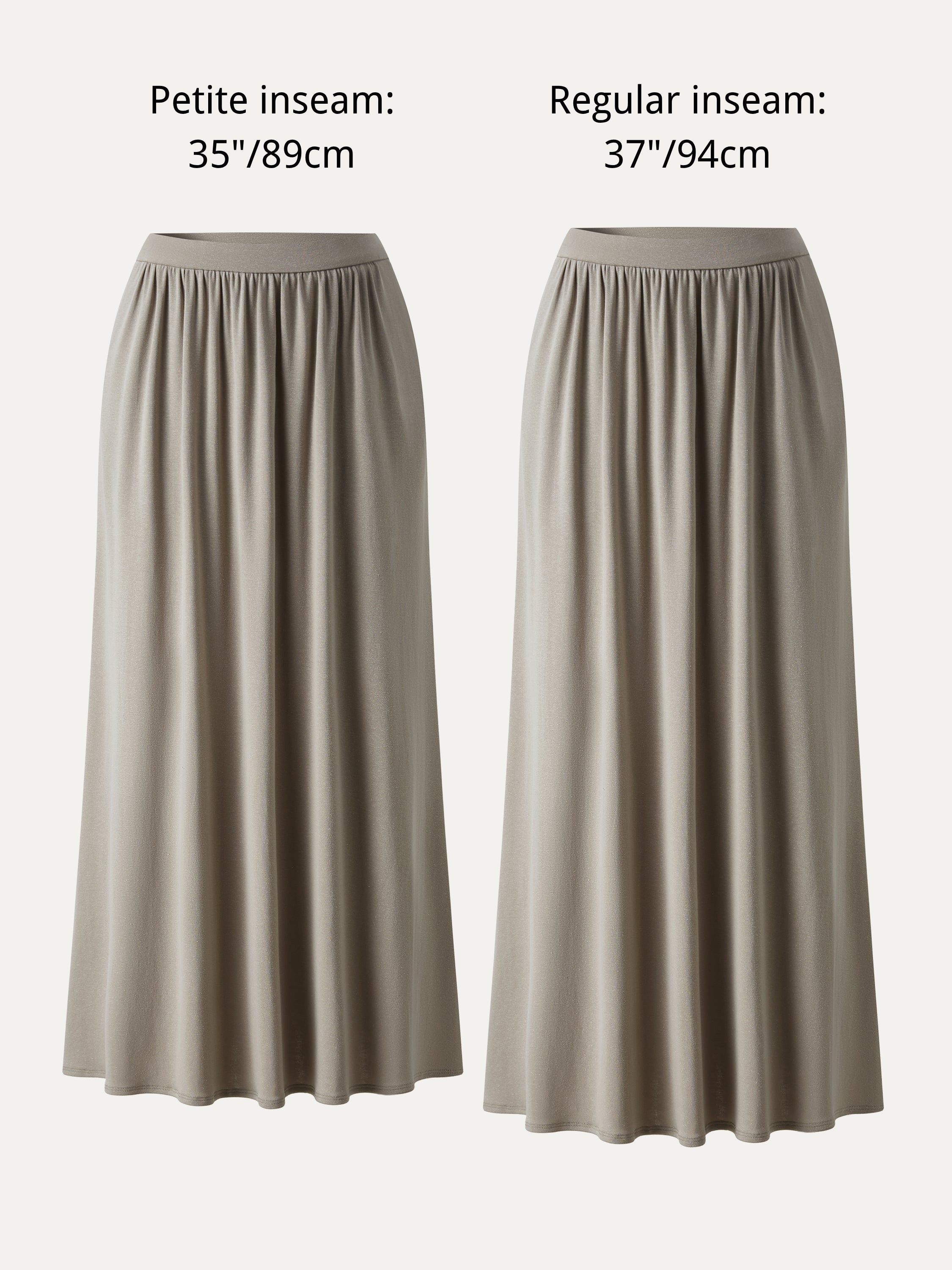 OGLmove Soft Linen Knit Gathered A-Line Maxi Skirt with Pockets