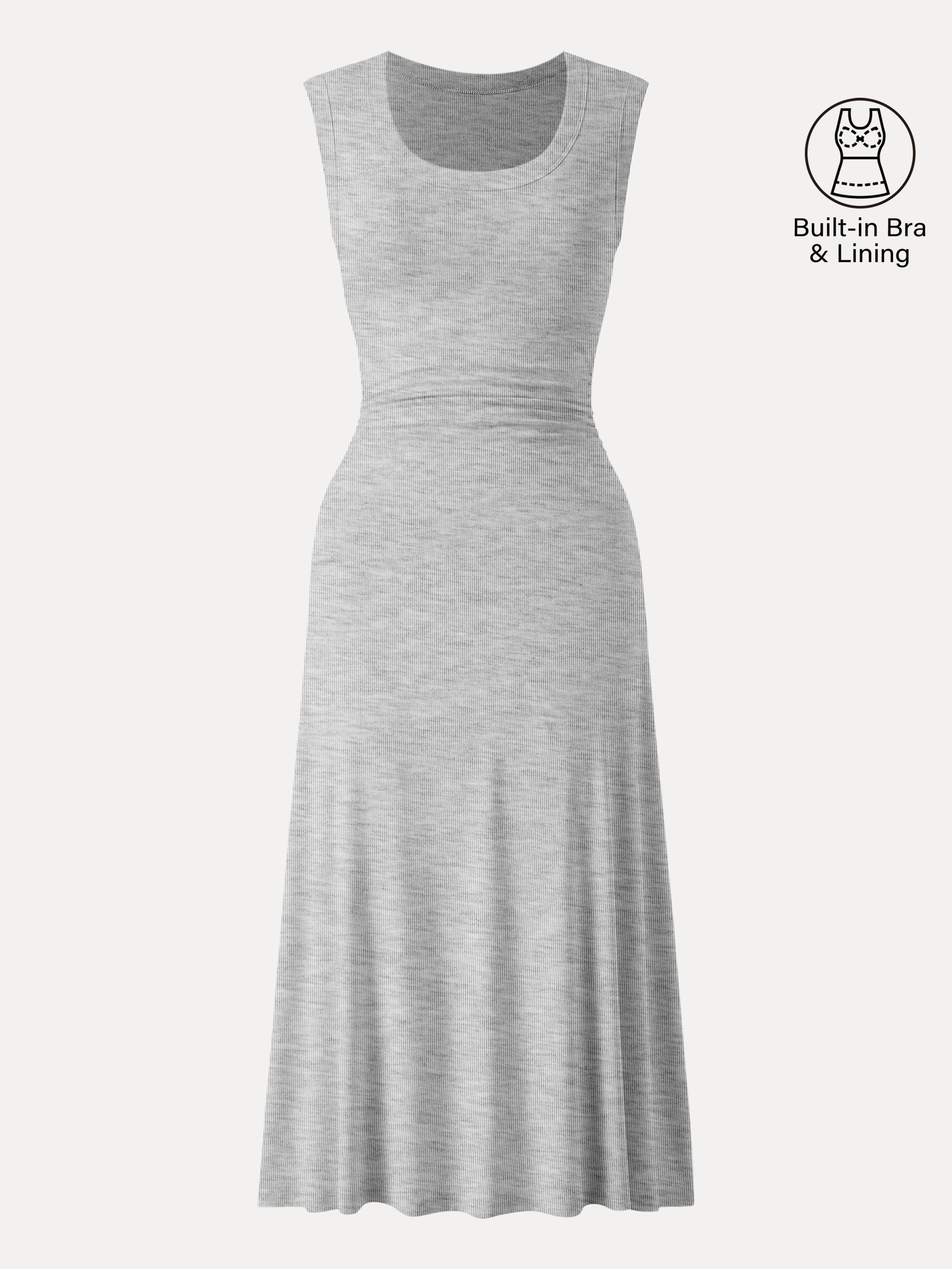 OGLmove Scoop Neck Side Ruched Airy Bra Midi Dress