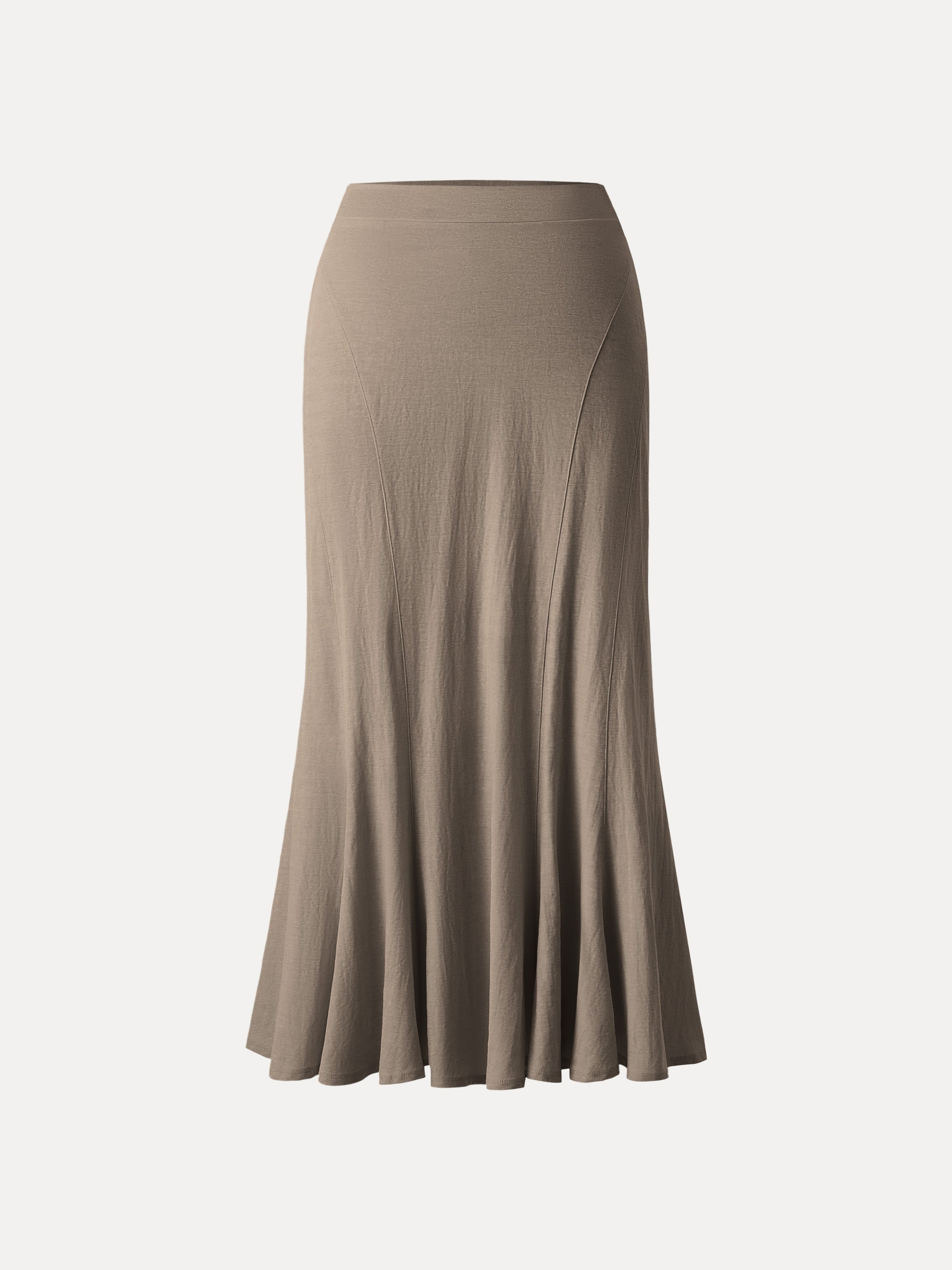 OGLmove Wrinkle-Resistant Cotton-Linen Pull-On Midi Skirt
