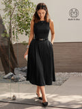 OGLmove Boatneck Bamboo Ponte Bra Midi Dress with Pockets