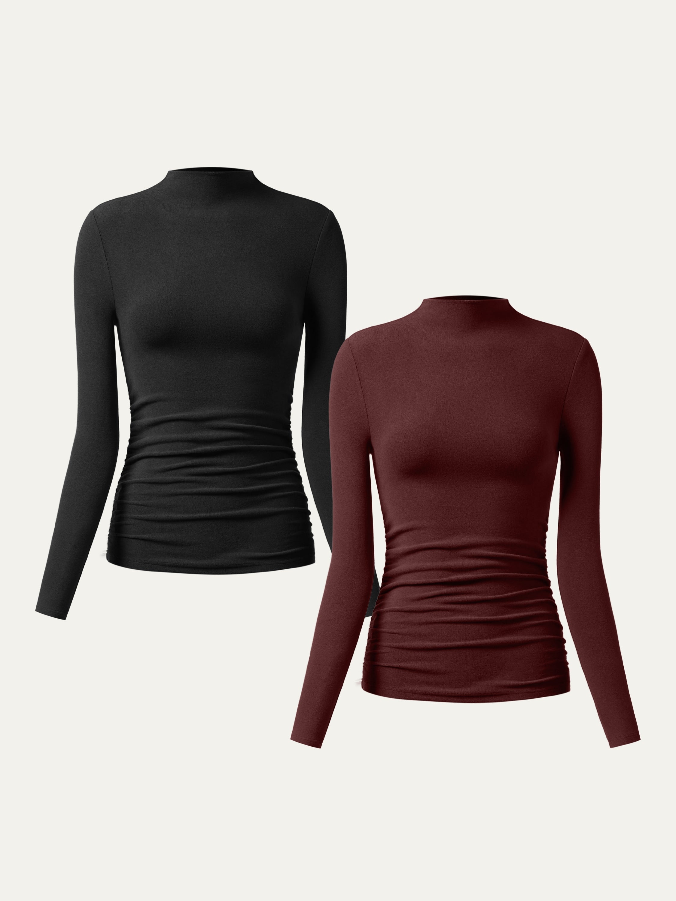 OGLmove Eco-Mousse ProWarm Brushed Rib Mockneck Top Off White