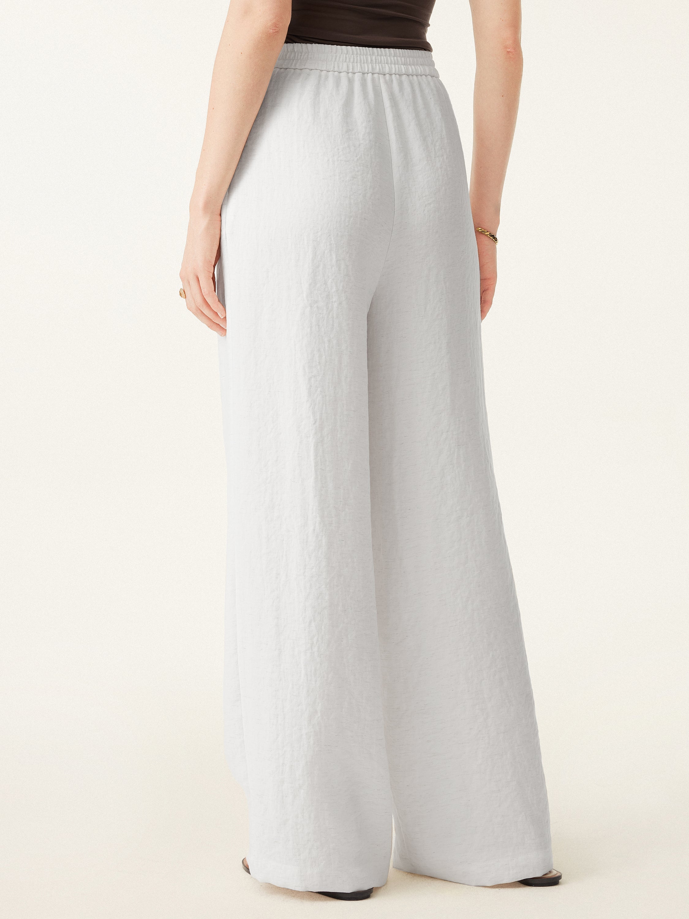 OGLmove Breezy Linen Mid Rise Wide Leg Pant With Pockets