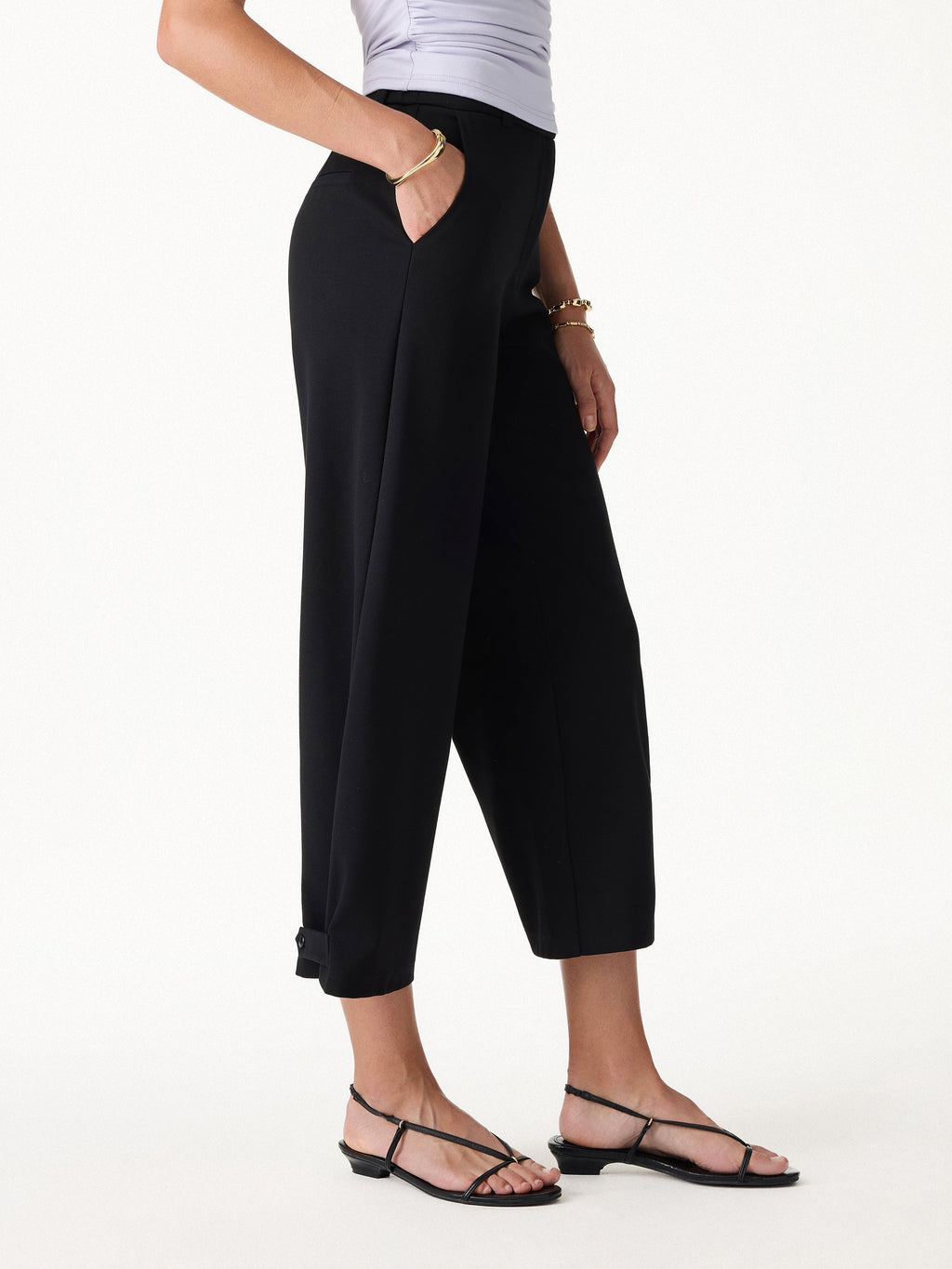 OGLmove Ponte High-Rise Cropped Wide-Leg Pants with Pockets