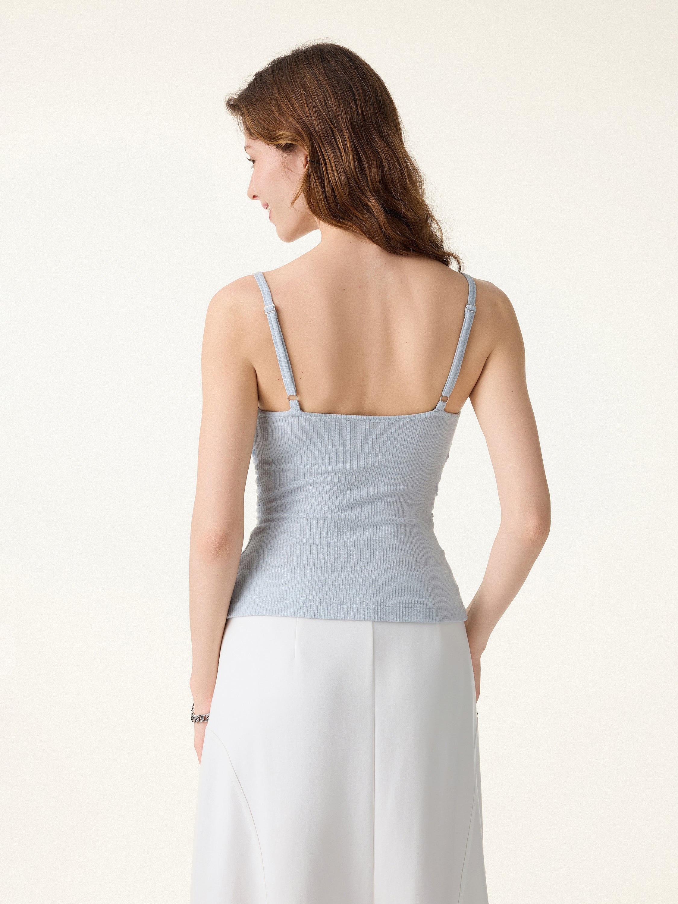 OGLmove Women's Soft Textured Adjustable Spaghetti Bra Tank