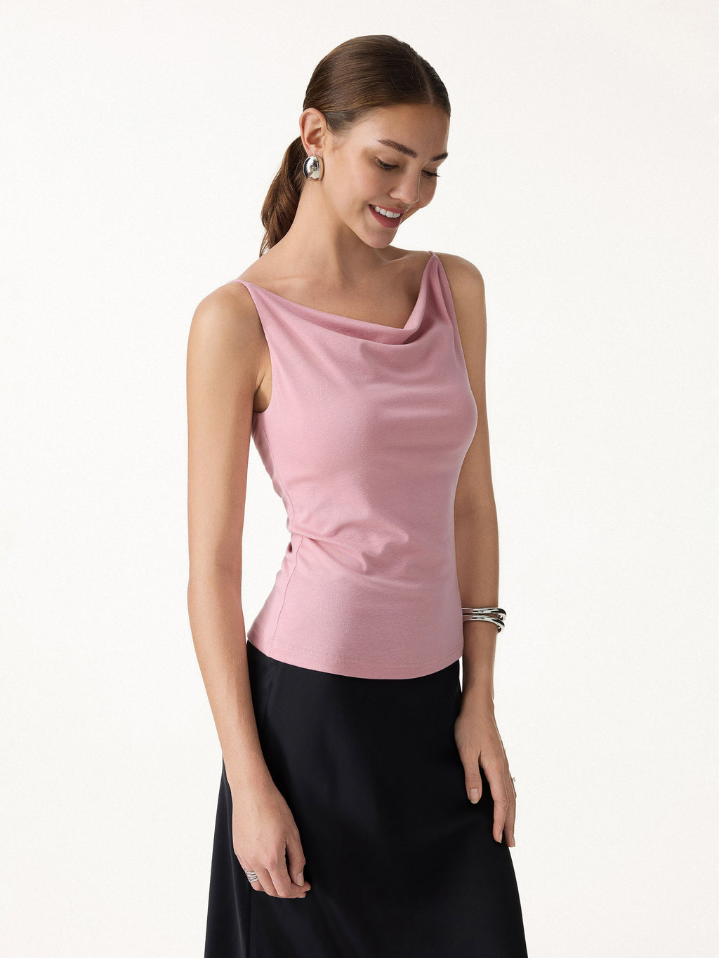 OGLmove Stretch Linen Cowl Neck Bra Tank