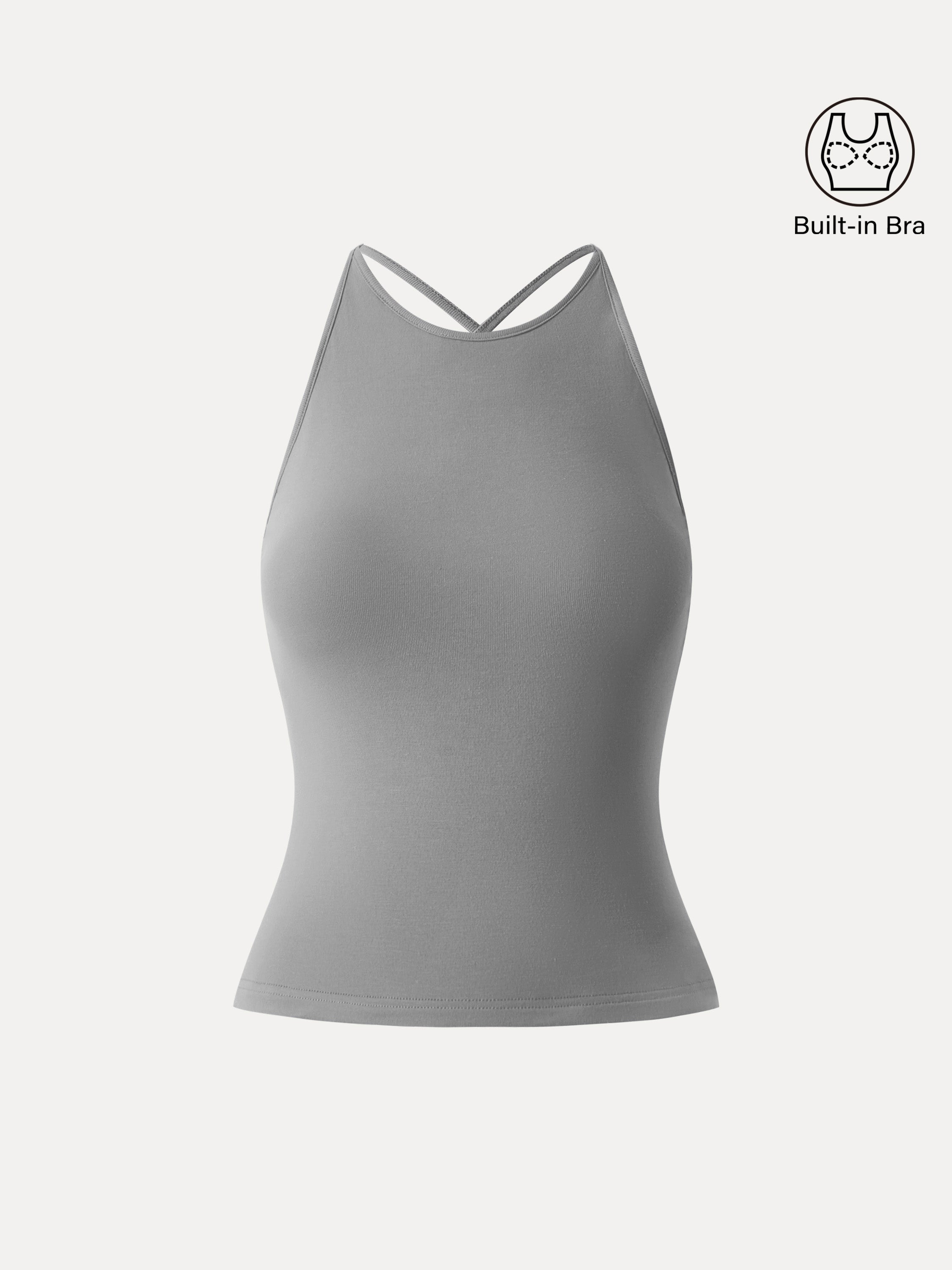OGLmove SkinKiss Round Neck Cross-Back Bandless Bra Top