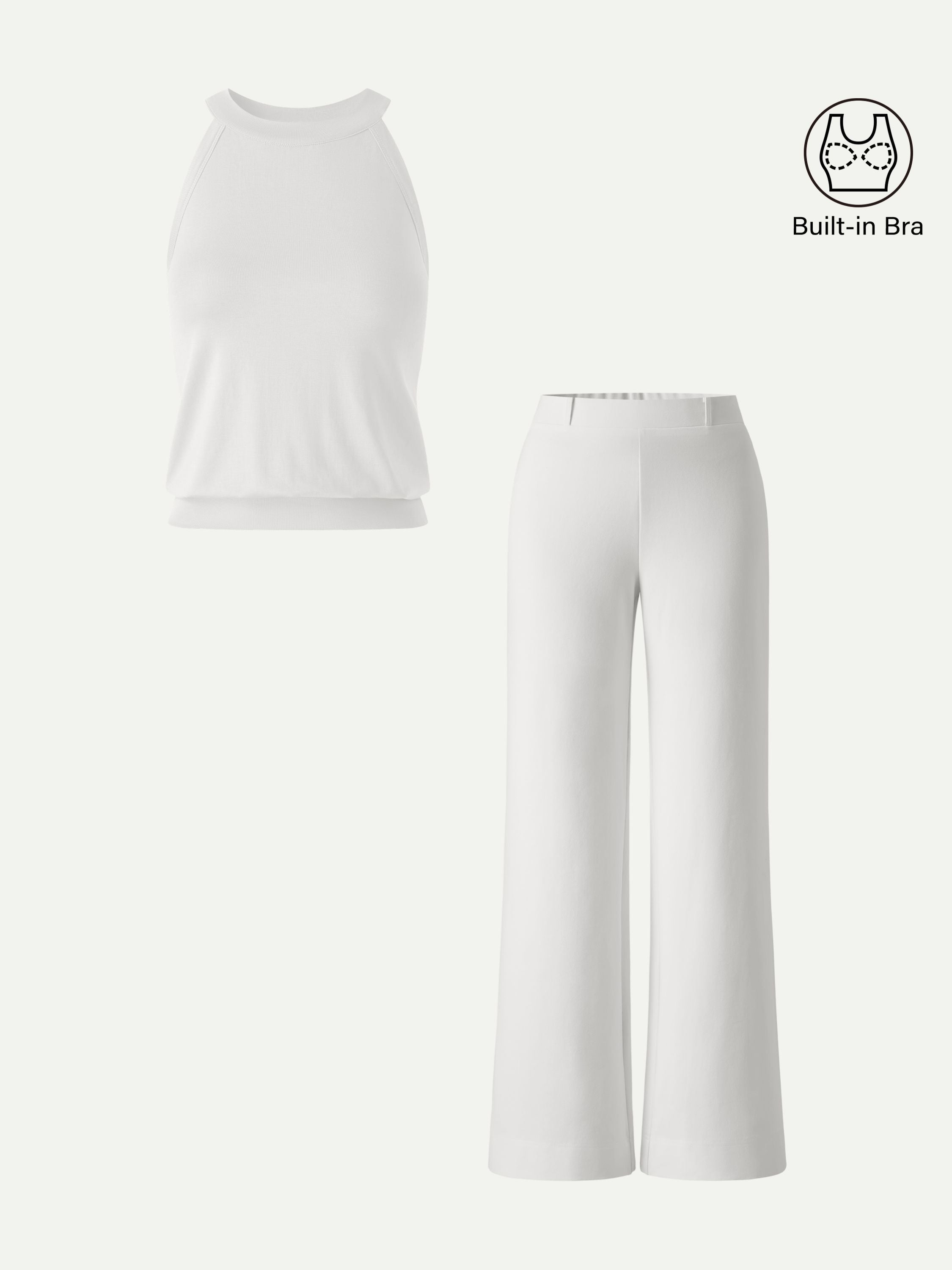 OGLmove Halter Neck Bra Top and Wide Leg Pants Set