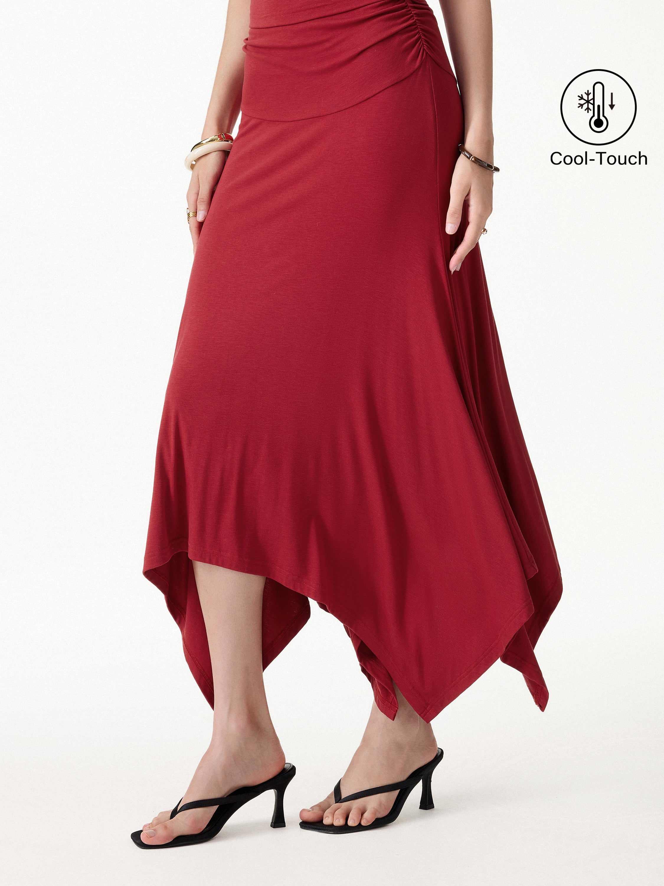 OGLmove Women's High Rise Handkerchief Hem Ankle Skirt