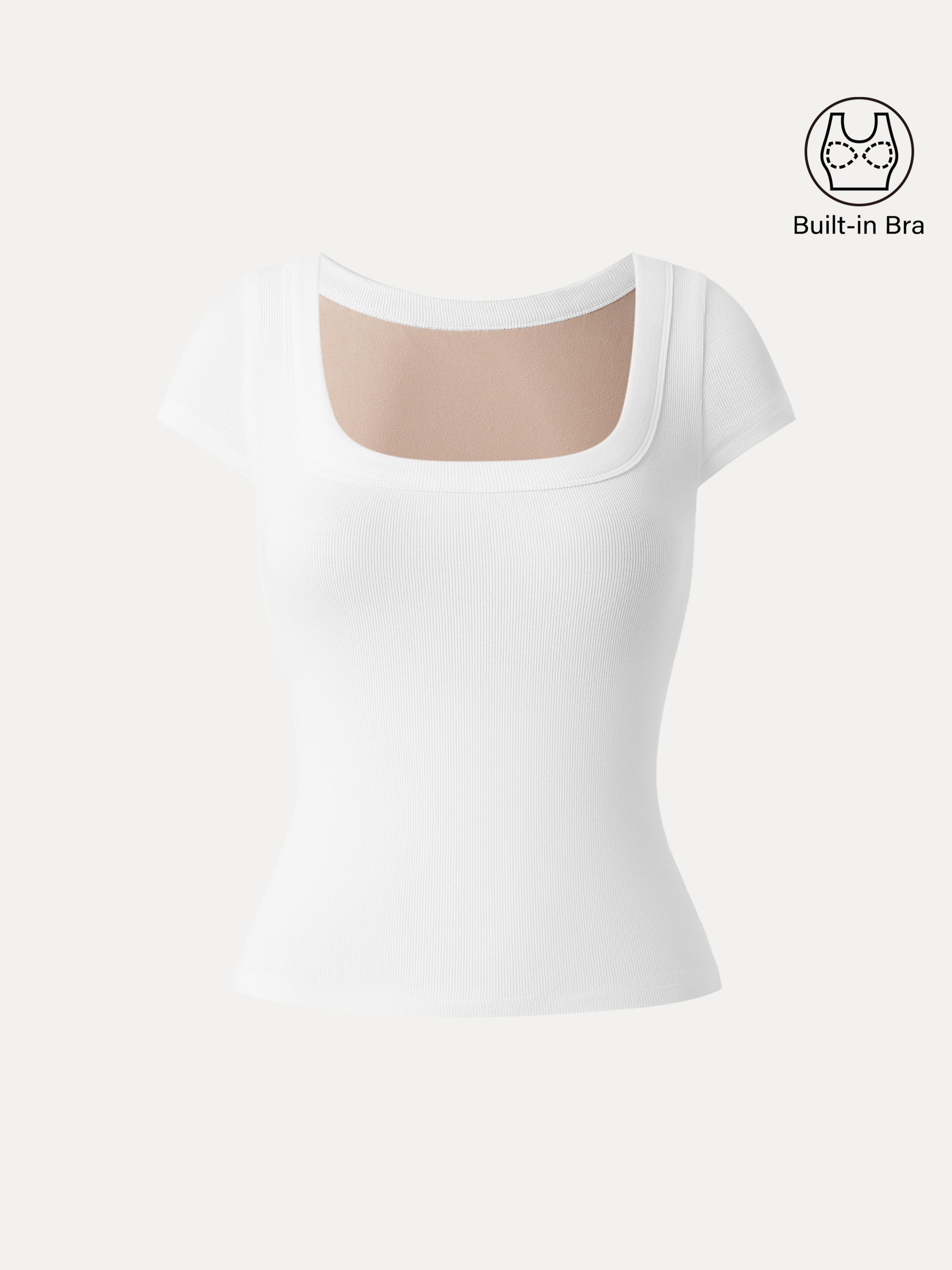 OGLmove Women's Square Neck Cap Sleeve Bra Top