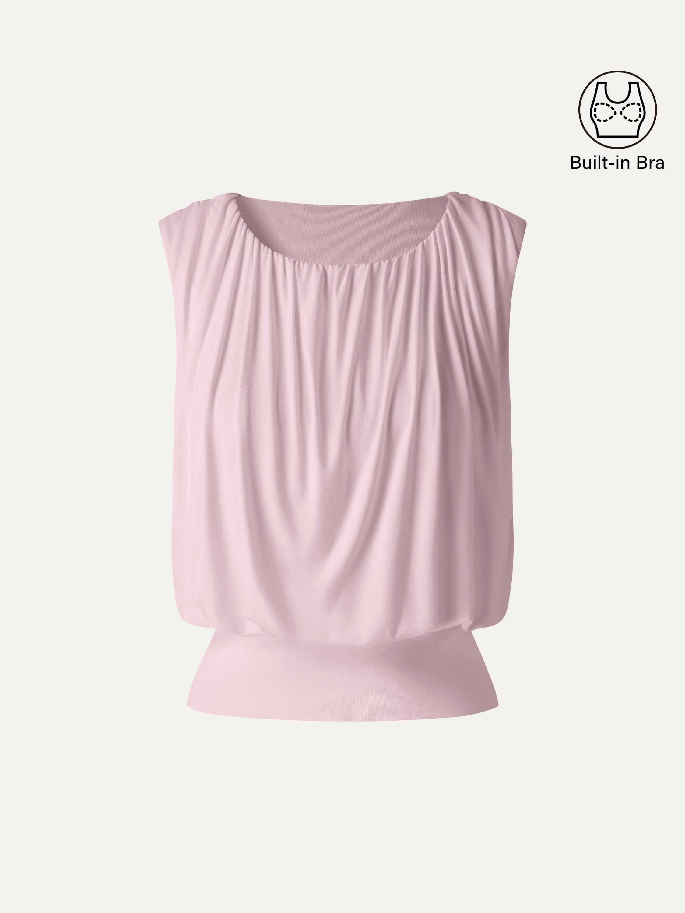 OGLmove Women's Round Neck Gathered Sleeveless Bra Top