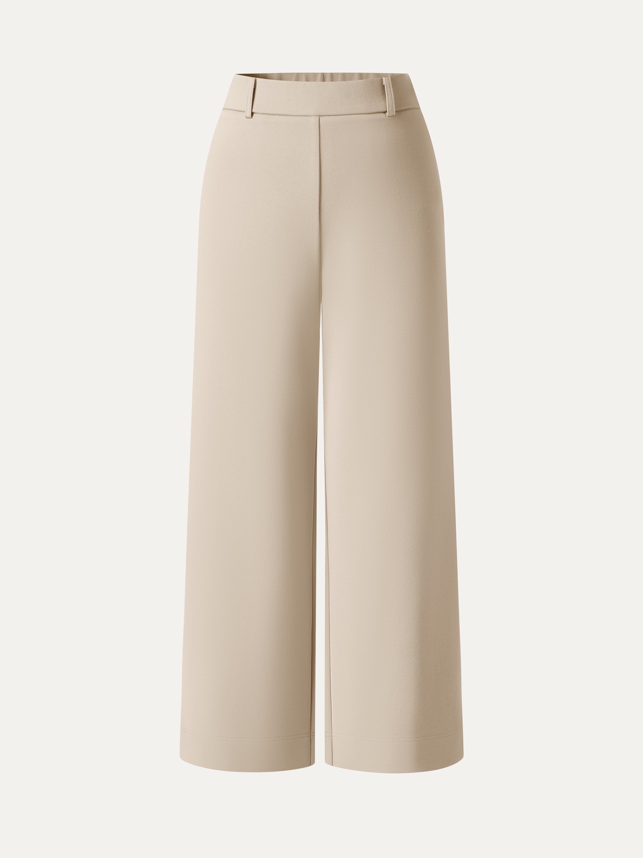 OGLmove Not-See-Thru Mid Rise Cropped Wide Leg Pants with Pockets