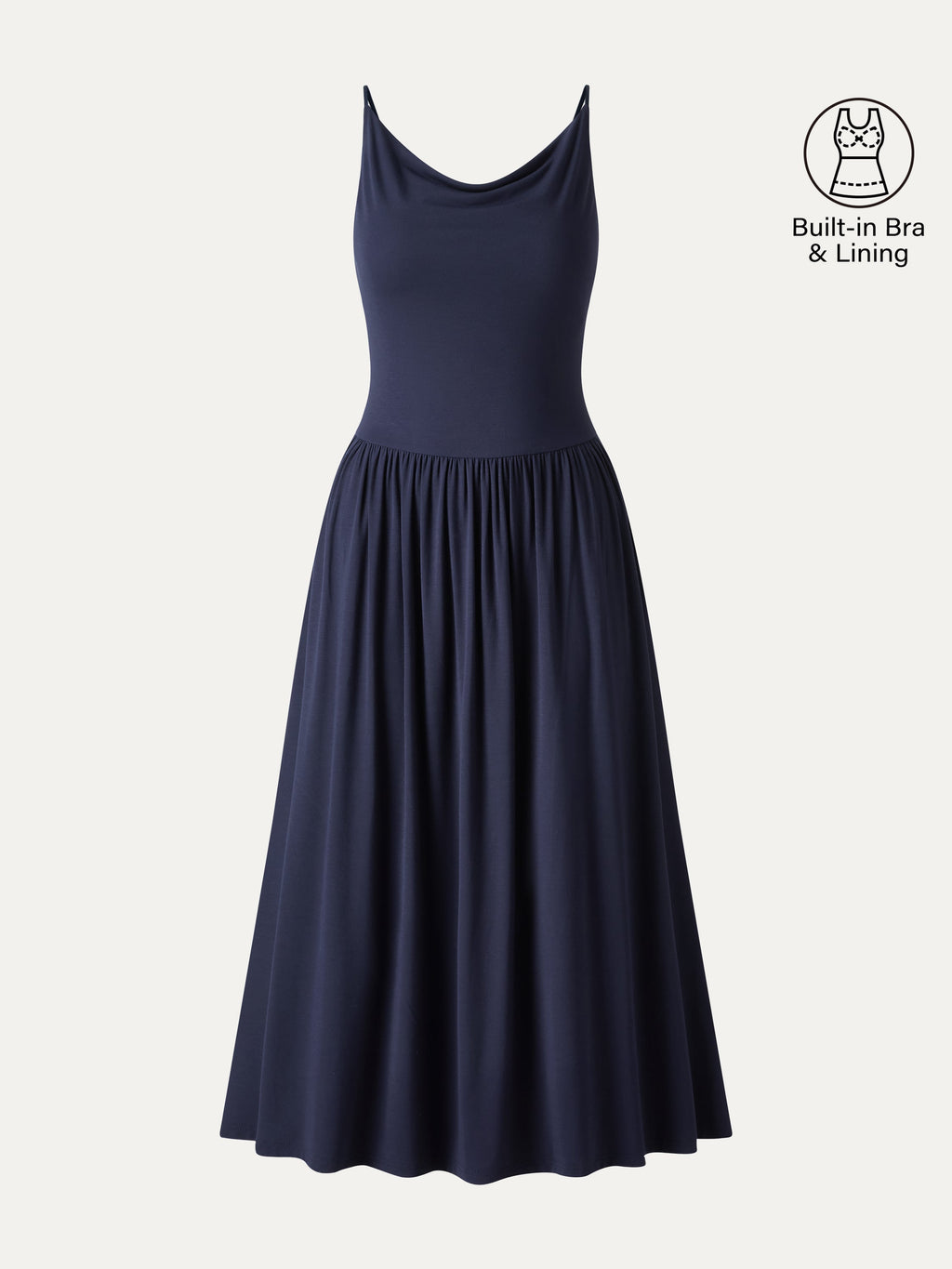 OGLmove Cowl Neck Open-Back Midi Bra Dress