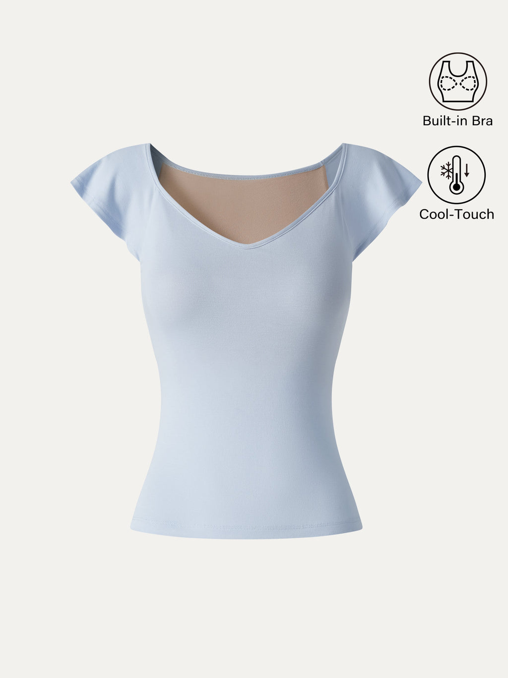 OGLmove Matte Smooth Diamond Neck Flutter Sleeve Bra Top