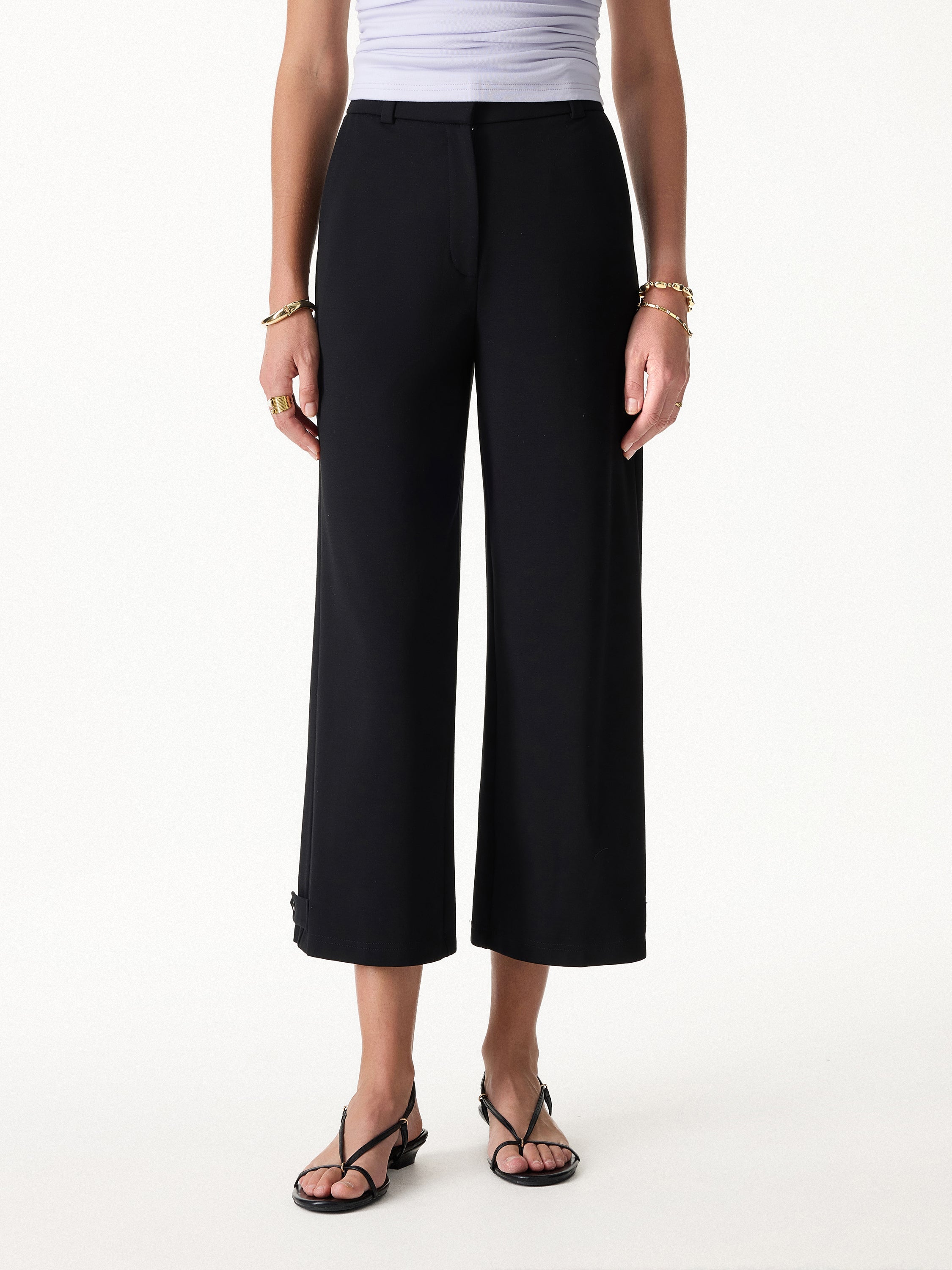 OGLmove Ponte High-Rise Cropped Wide-Leg Pants with Pockets