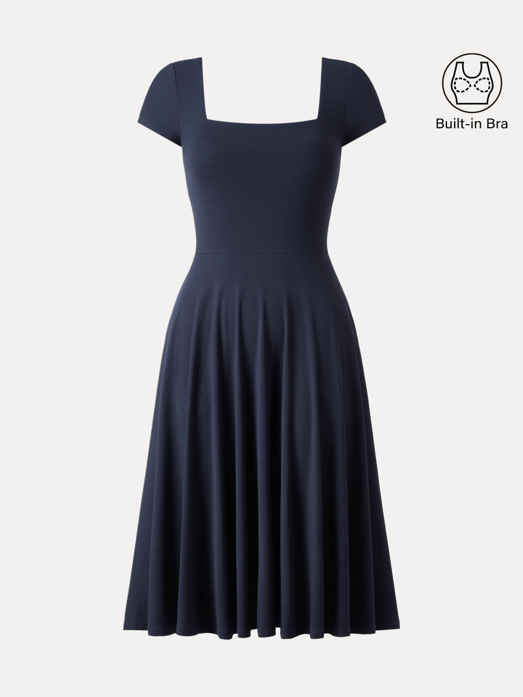 OGLmove Women's Flowy Square Neck Short Sleeve Midi Bra Dress