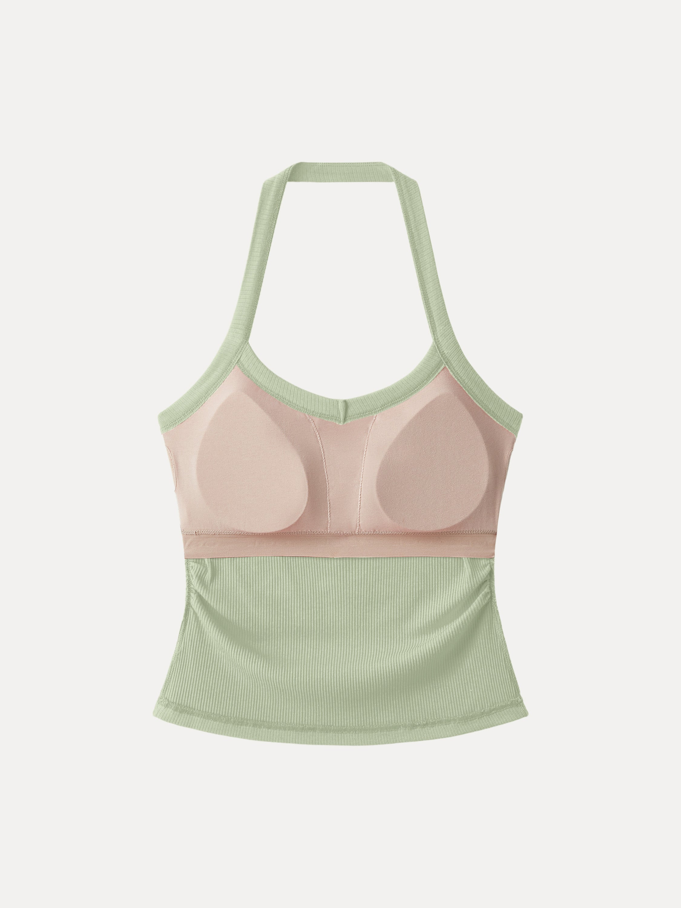 OGLmove Halter Neck Side Ruched Ribbed Bra Tank