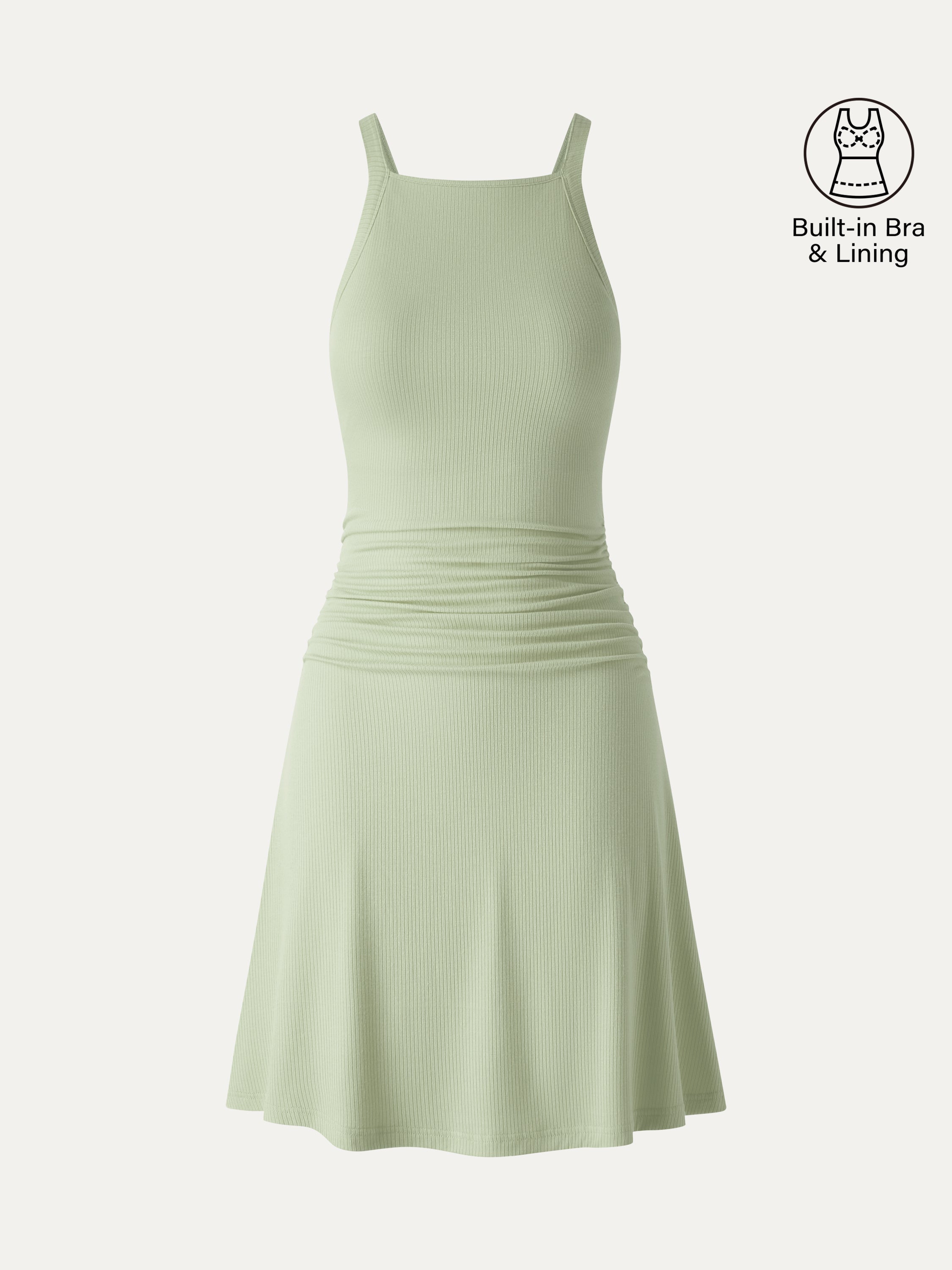OGLmove CoolTouch Square Neck Ruched Mini Bra Dress