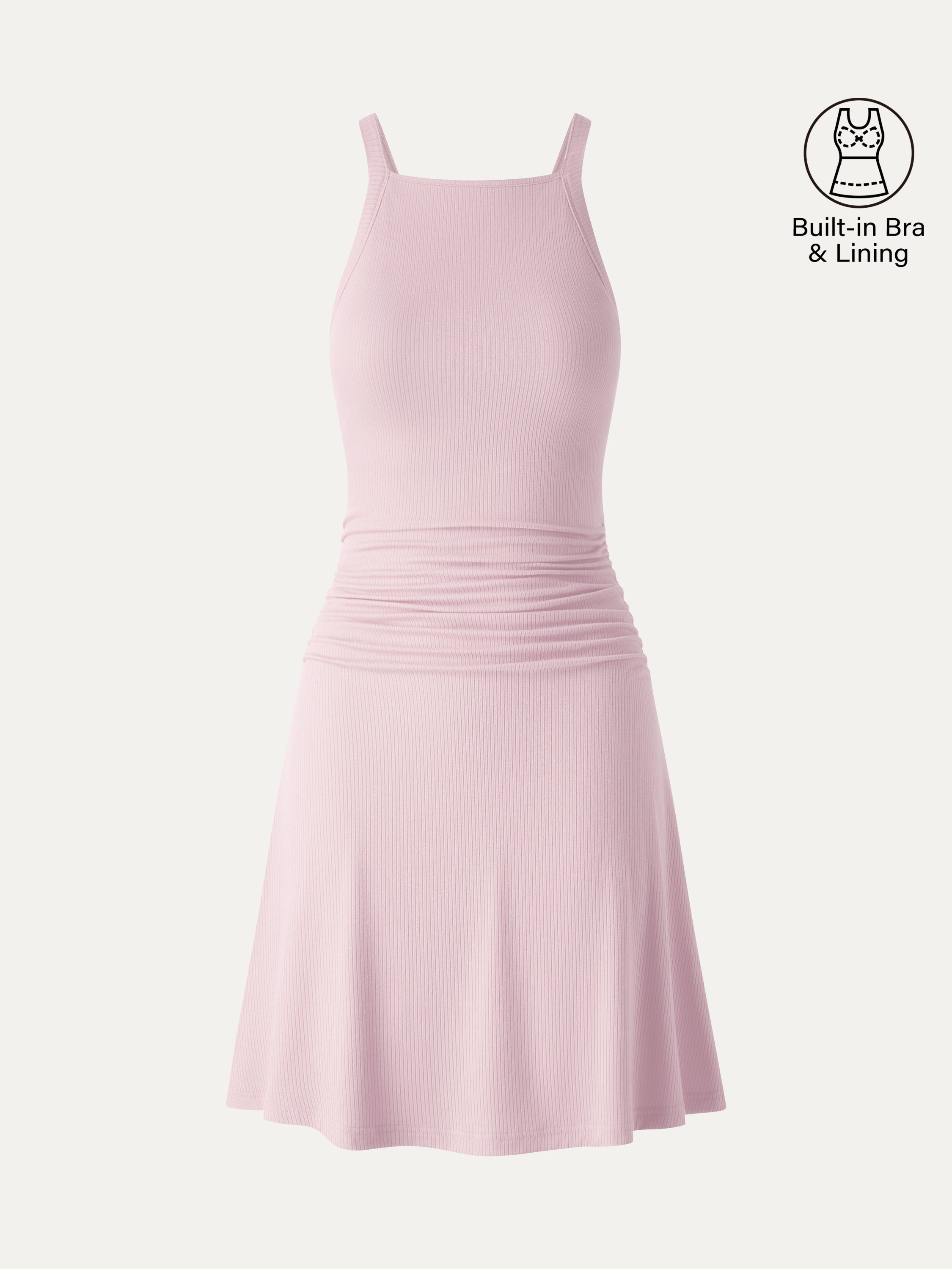 OGLmove CoolTouch Square Neck Ruched Mini Bra Dress