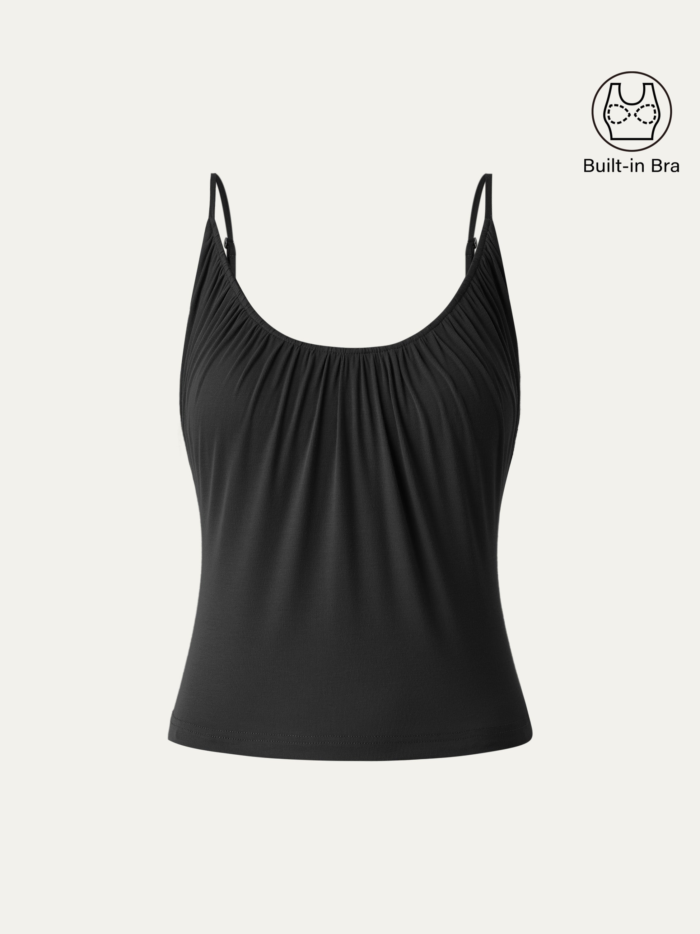 OGLmove Women's Scoop Neck Gathered Spaghetti Bra Tank