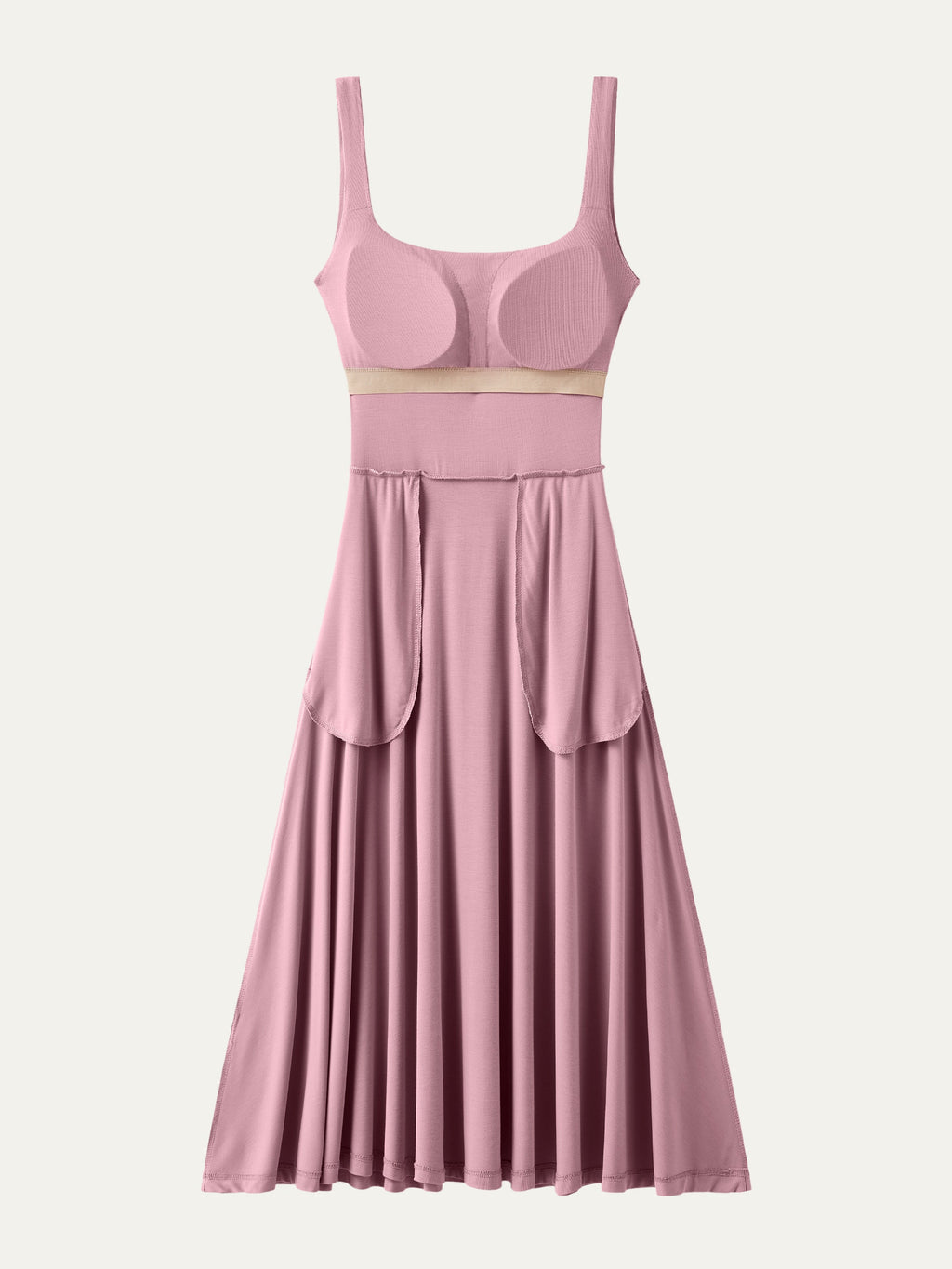 OGLmove Square Neck Flowy New Airy Bra Midi Dress