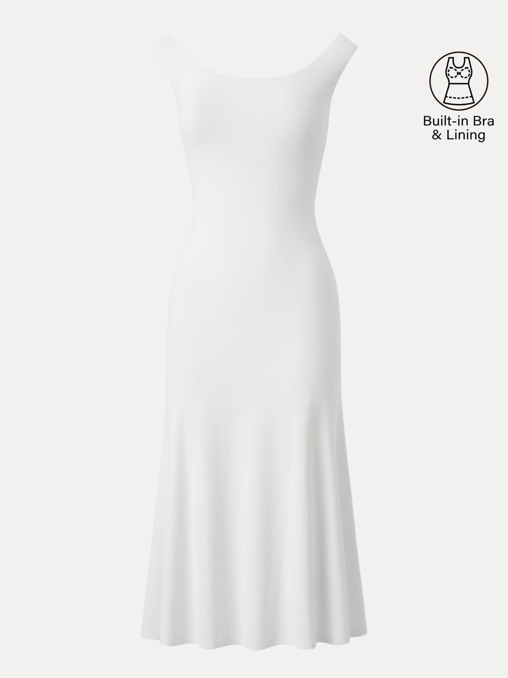OGLmove Women's Scoop Neck Midi Low Back Bra Dress