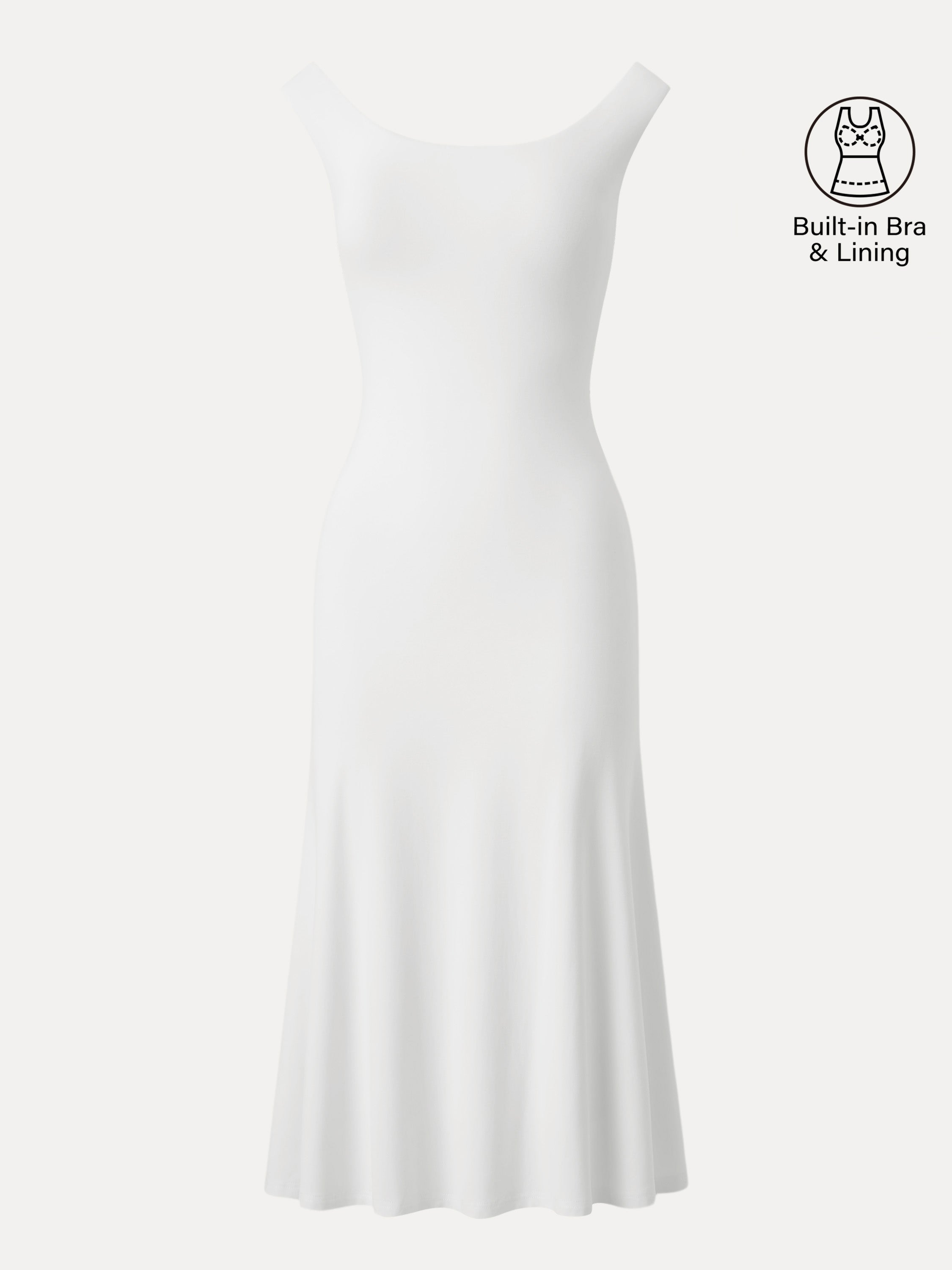 OGLmove Women's Scoop Neck Midi Low Back Bra Dress