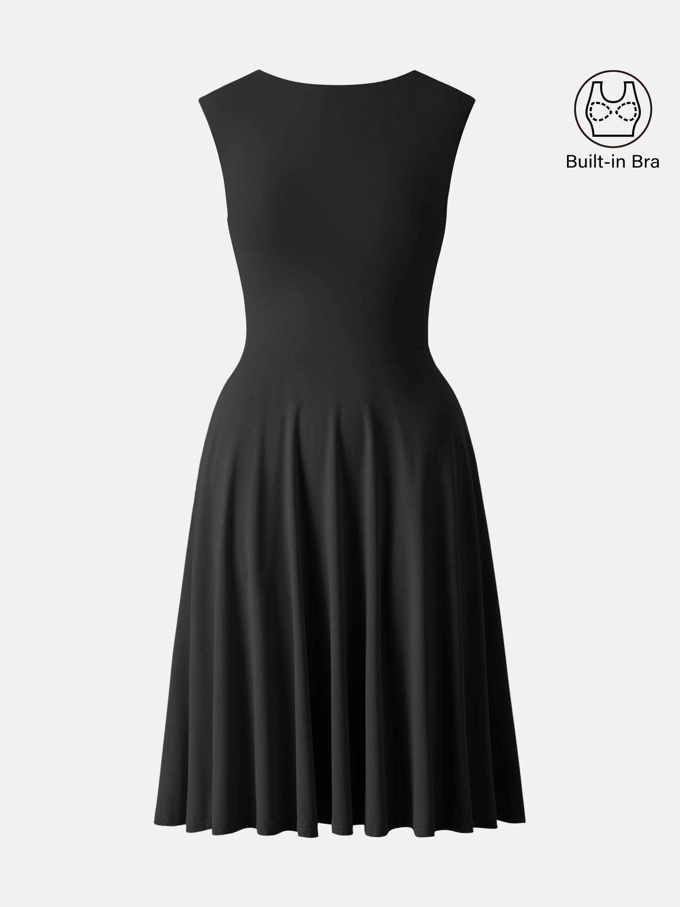 OGLmove Women's Boatneck Wide Shoulder Bra Dress with Pockets