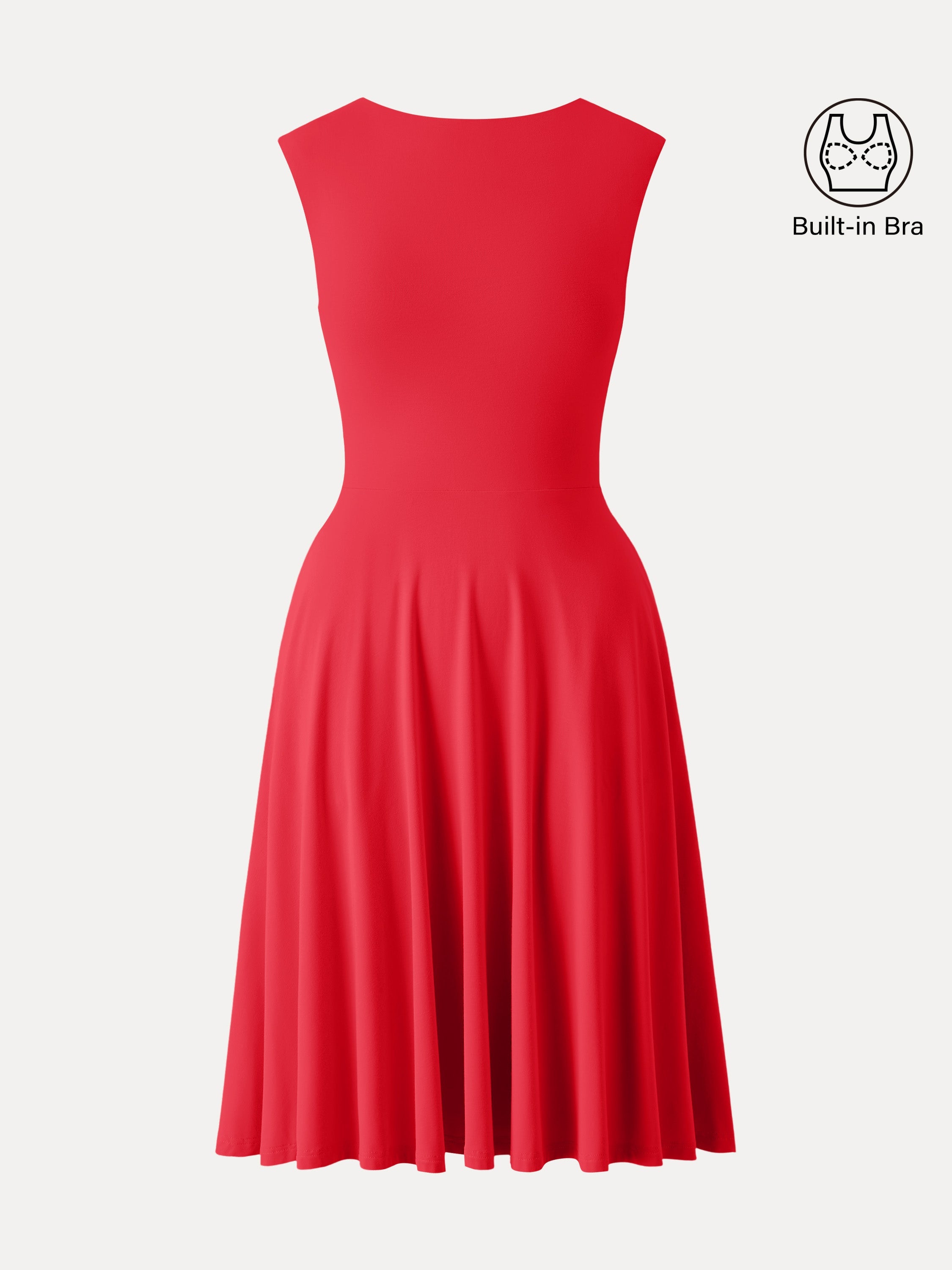 OGLmove Women's Boatneck Wide Shoulder Bra Dress with Pockets