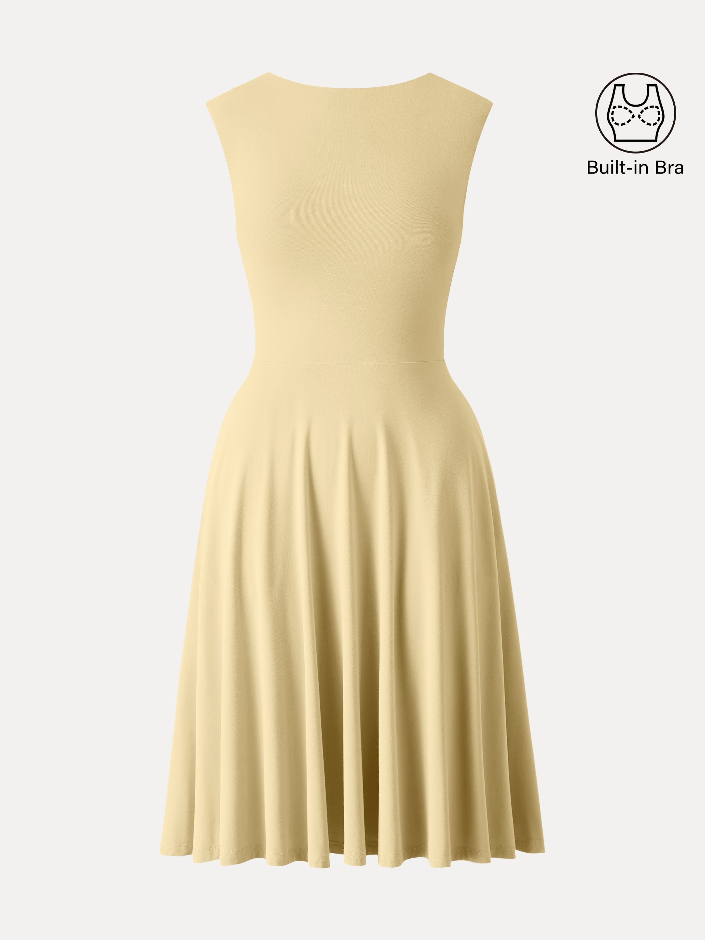 OGLmove Women's Boatneck Wide Shoulder Bra Dress with Pockets