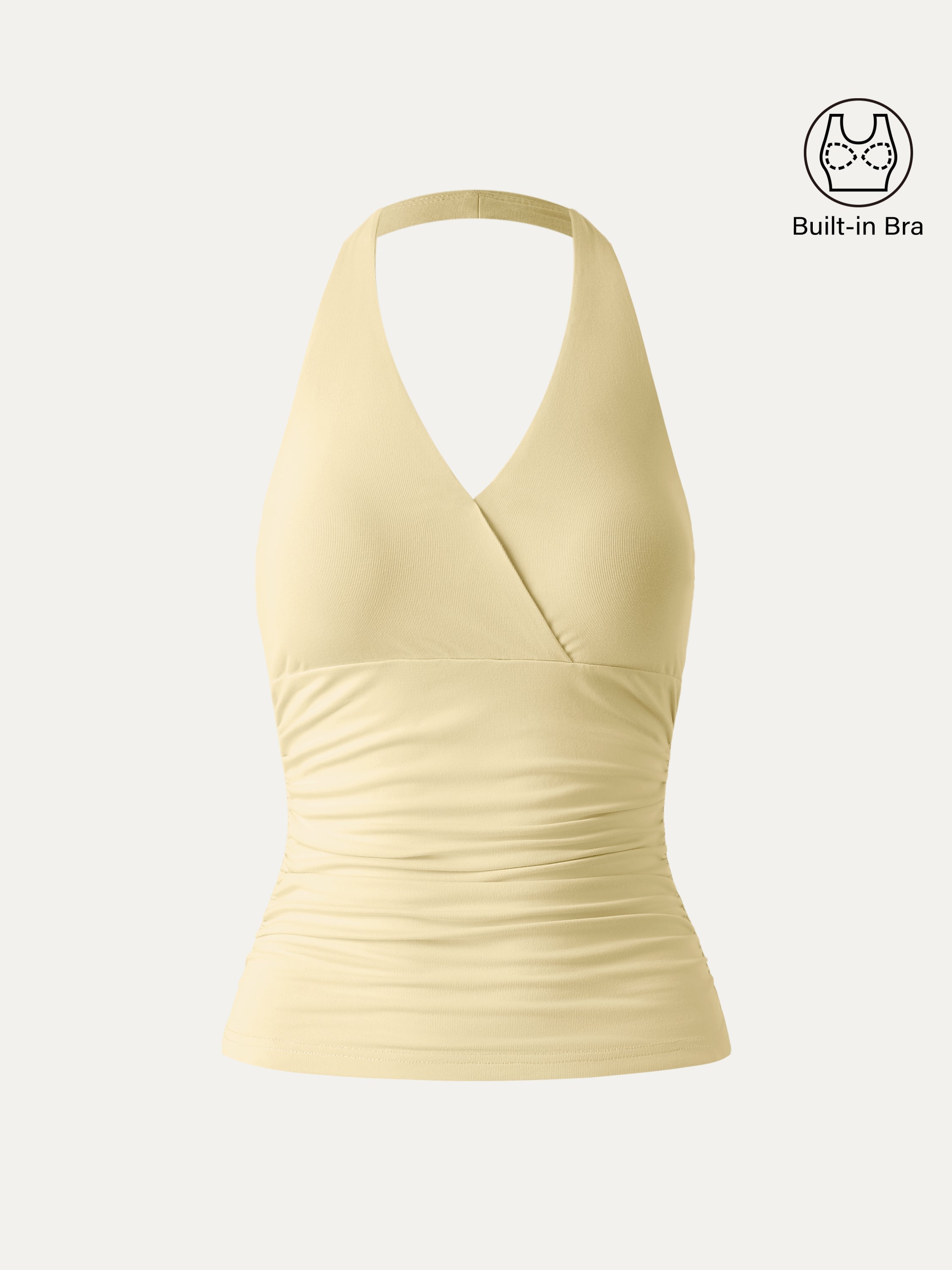 OGLmove Halter Neck Side Gathered New Airy Bra Tank