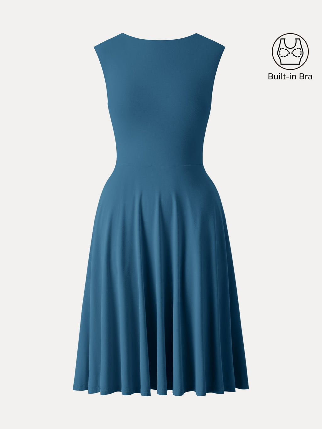 OGLmove Women's Boatneck Wide Shoulder Bra Dress with Pockets