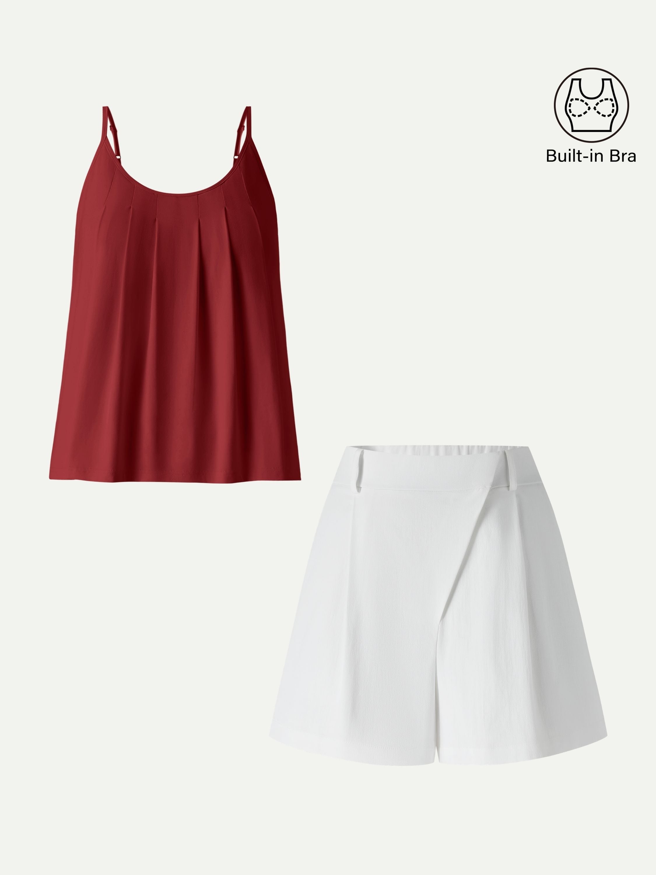 OGLmove Women's 2-Piece Spaghetti Strap Tank and A-Line Shorts Set