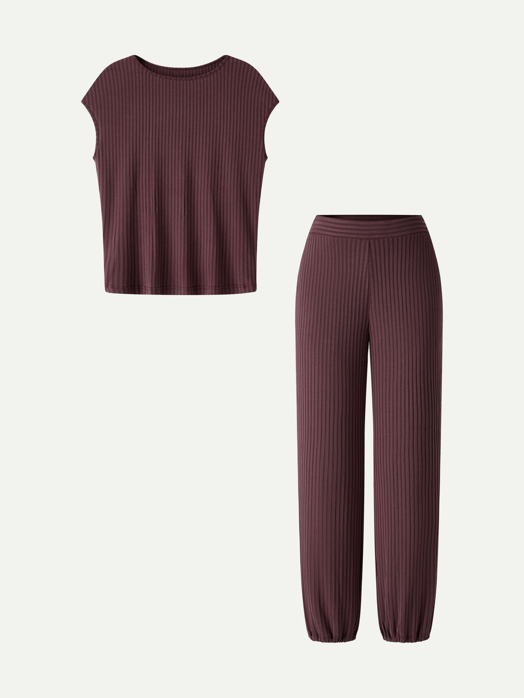 OGLmove Wrinkle-Free Cap Sleeve Top & Mid-Rise Cropped Pants Set