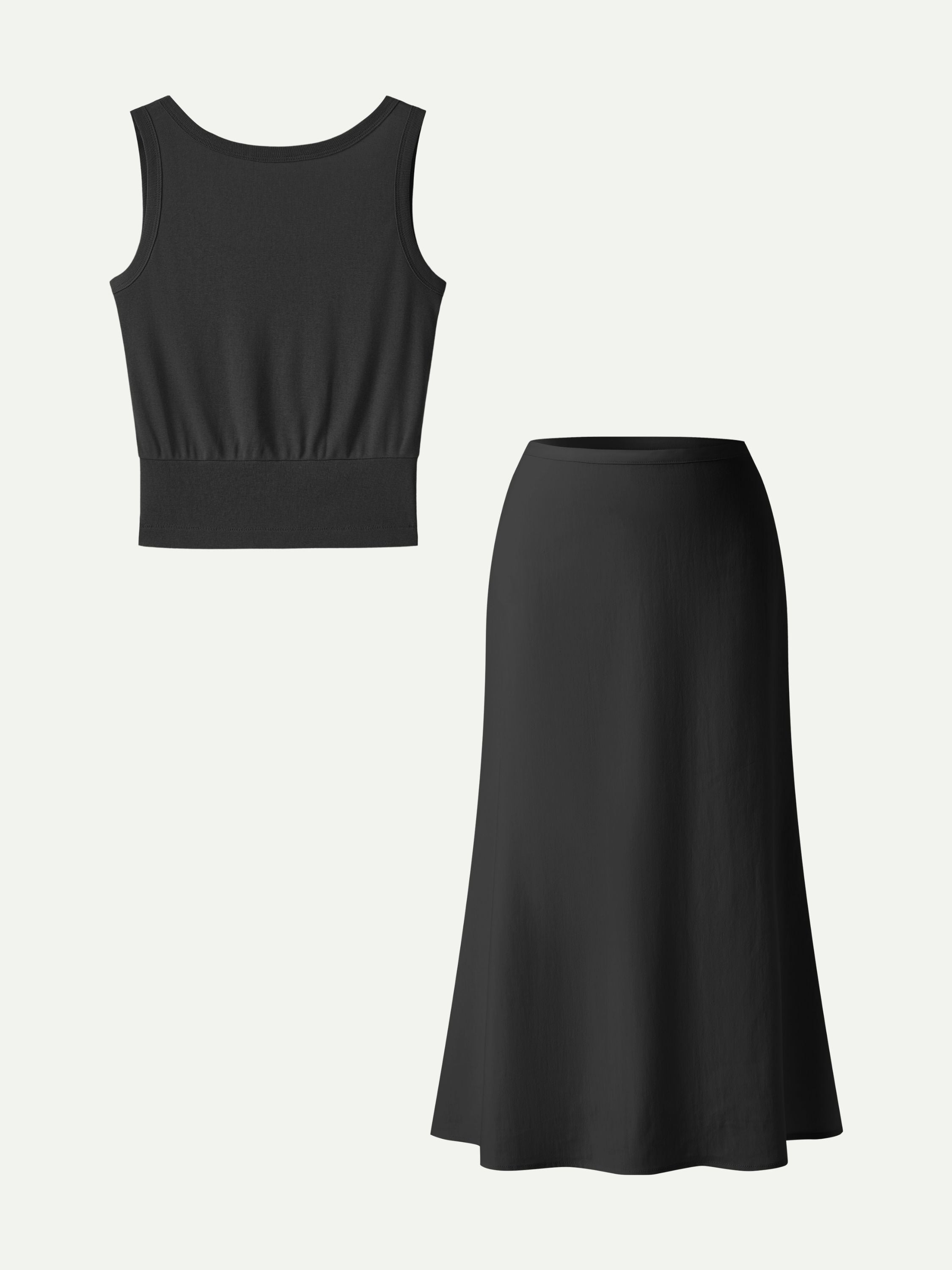 OGLmove Reversible Boatneck Top and Maxi Flared Skirt 2-Piece Set