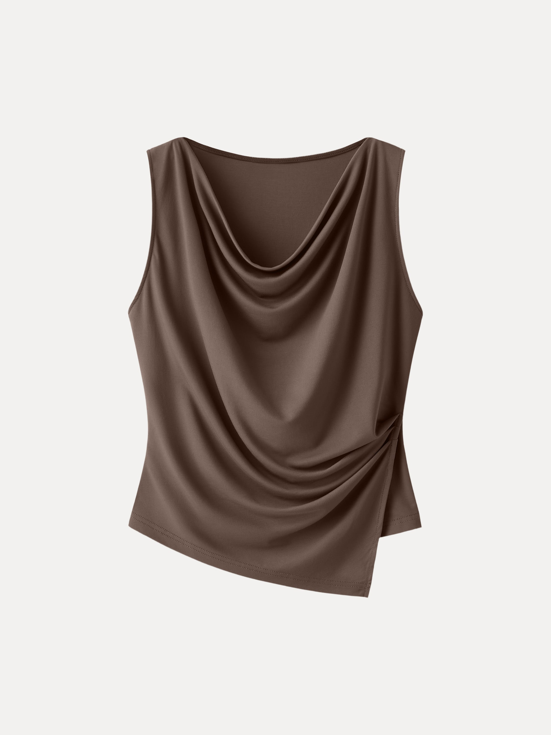OGLmove Cowl Neck Asymmetrical Tucked Sleeveless Top