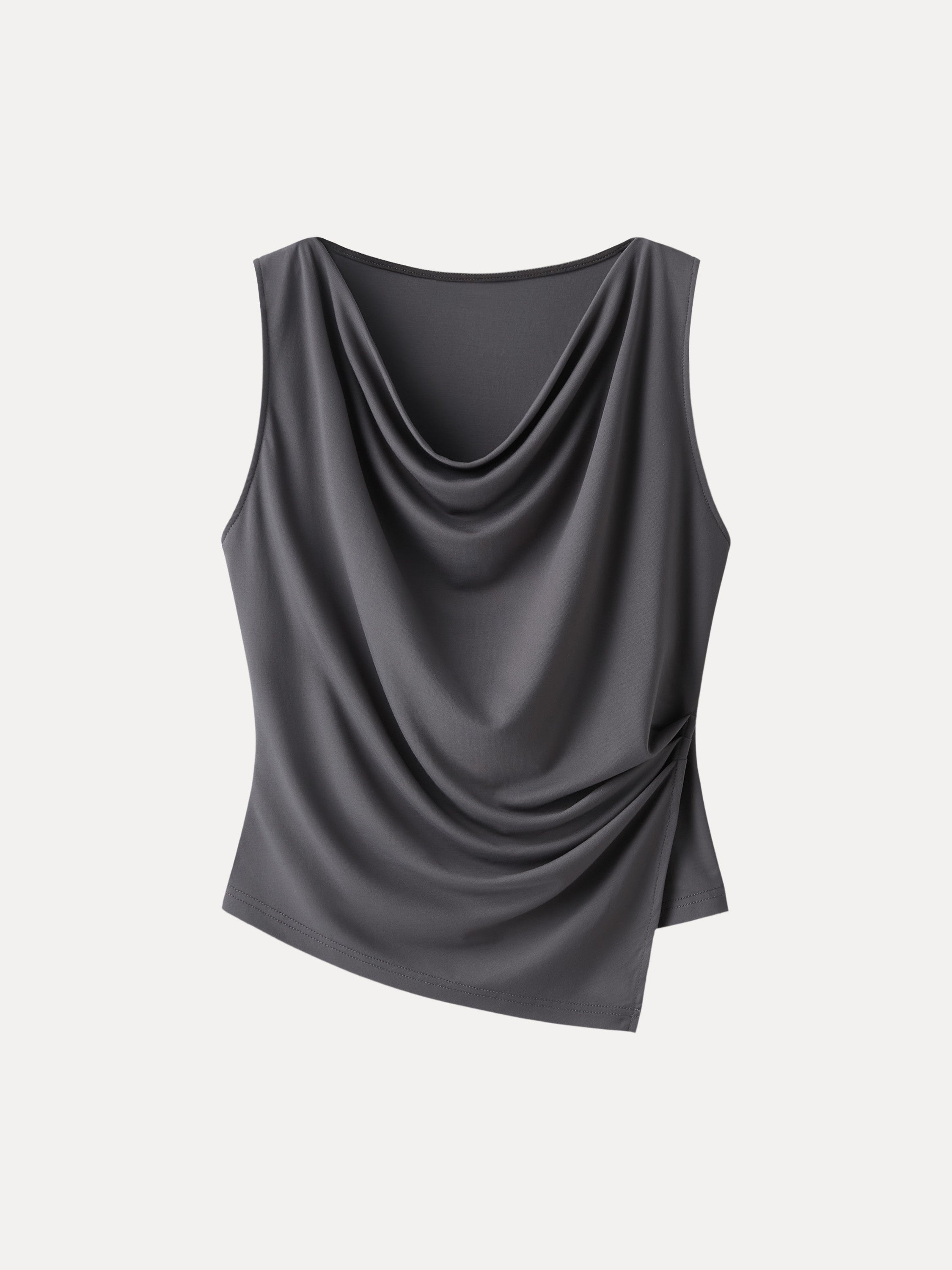 OGLmove Cowl Neck Asymmetrical Tucked Sleeveless Top