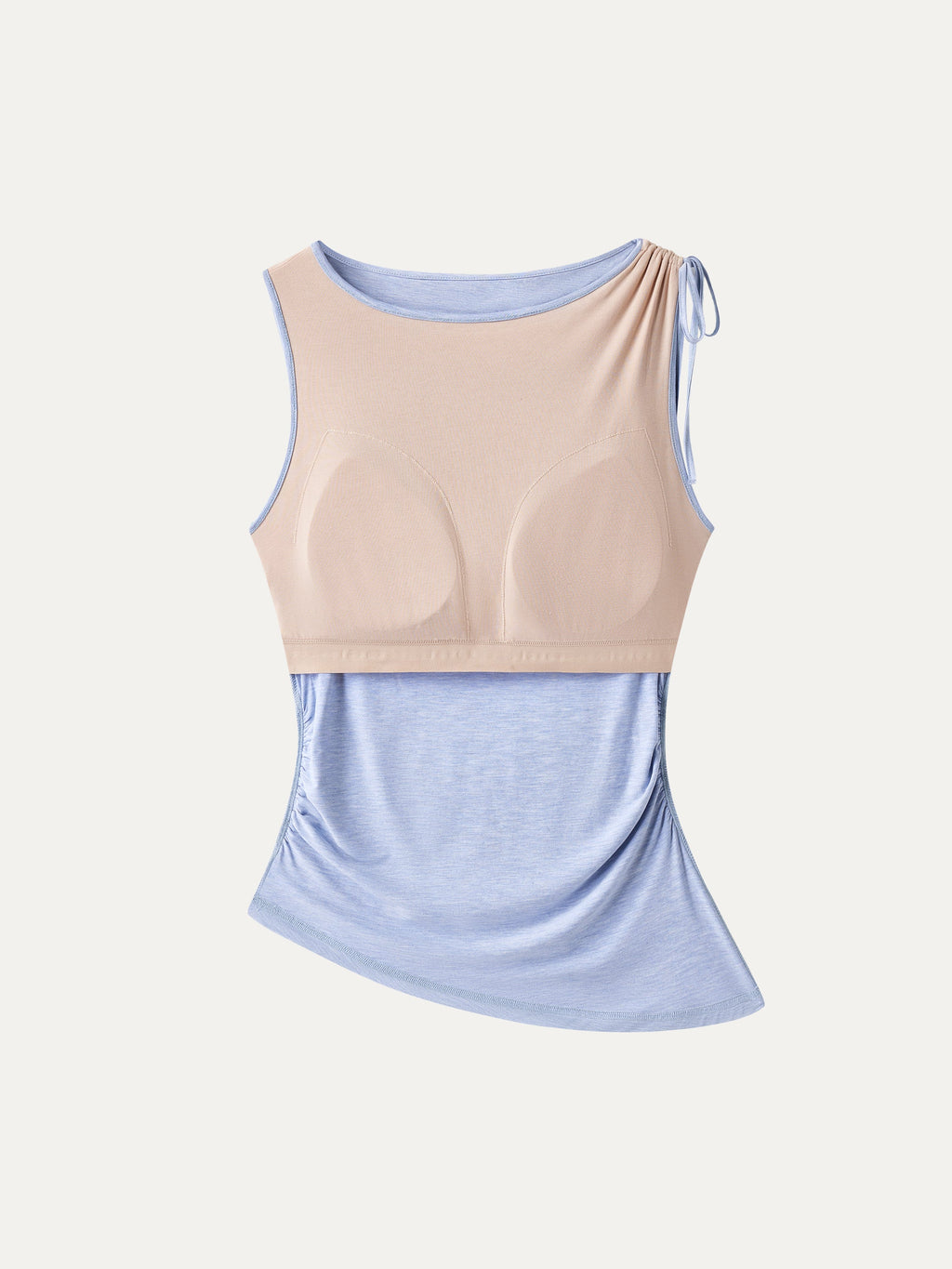 OGLmove Women's Bamboo Heathered Boatneck Ruched Bra Top