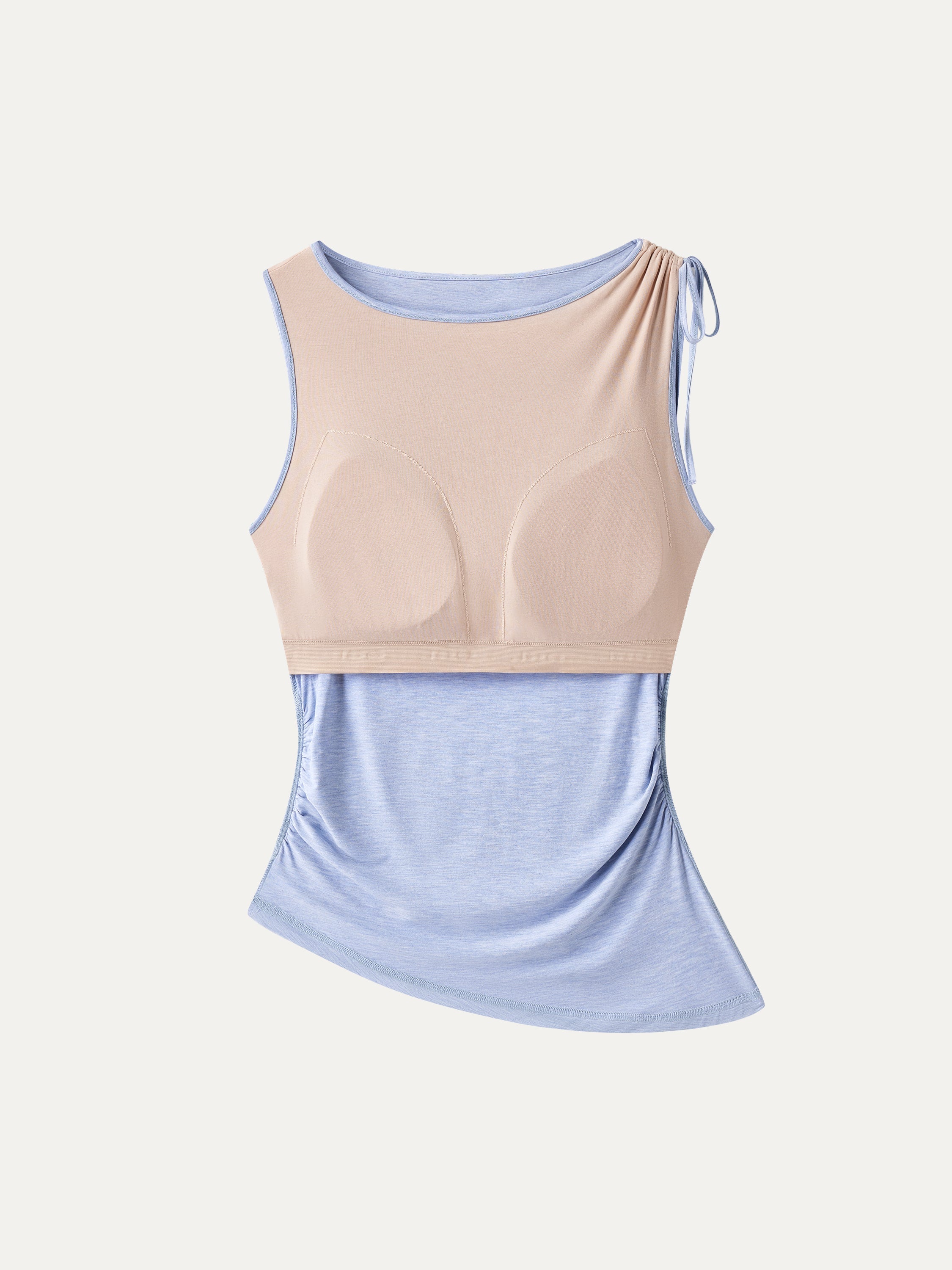 OGLmove Women's Bamboo Heathered Boatneck Ruched Bra Top