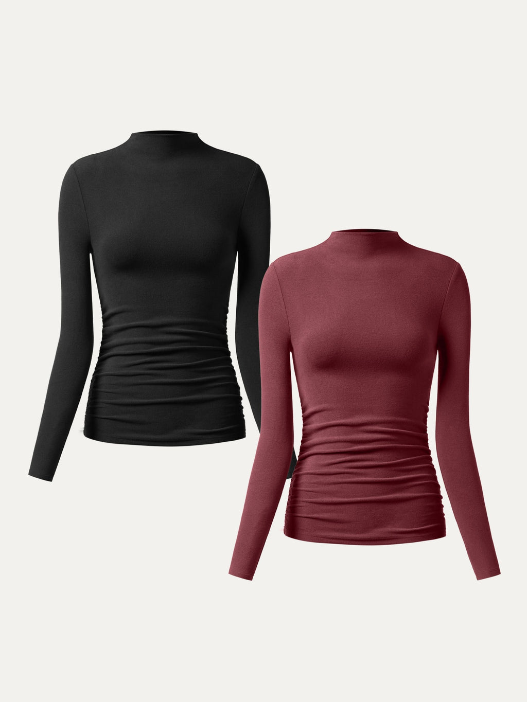 OGLmove Eco-Mousse ProWarm Brushed Rib Mockneck Top Off White