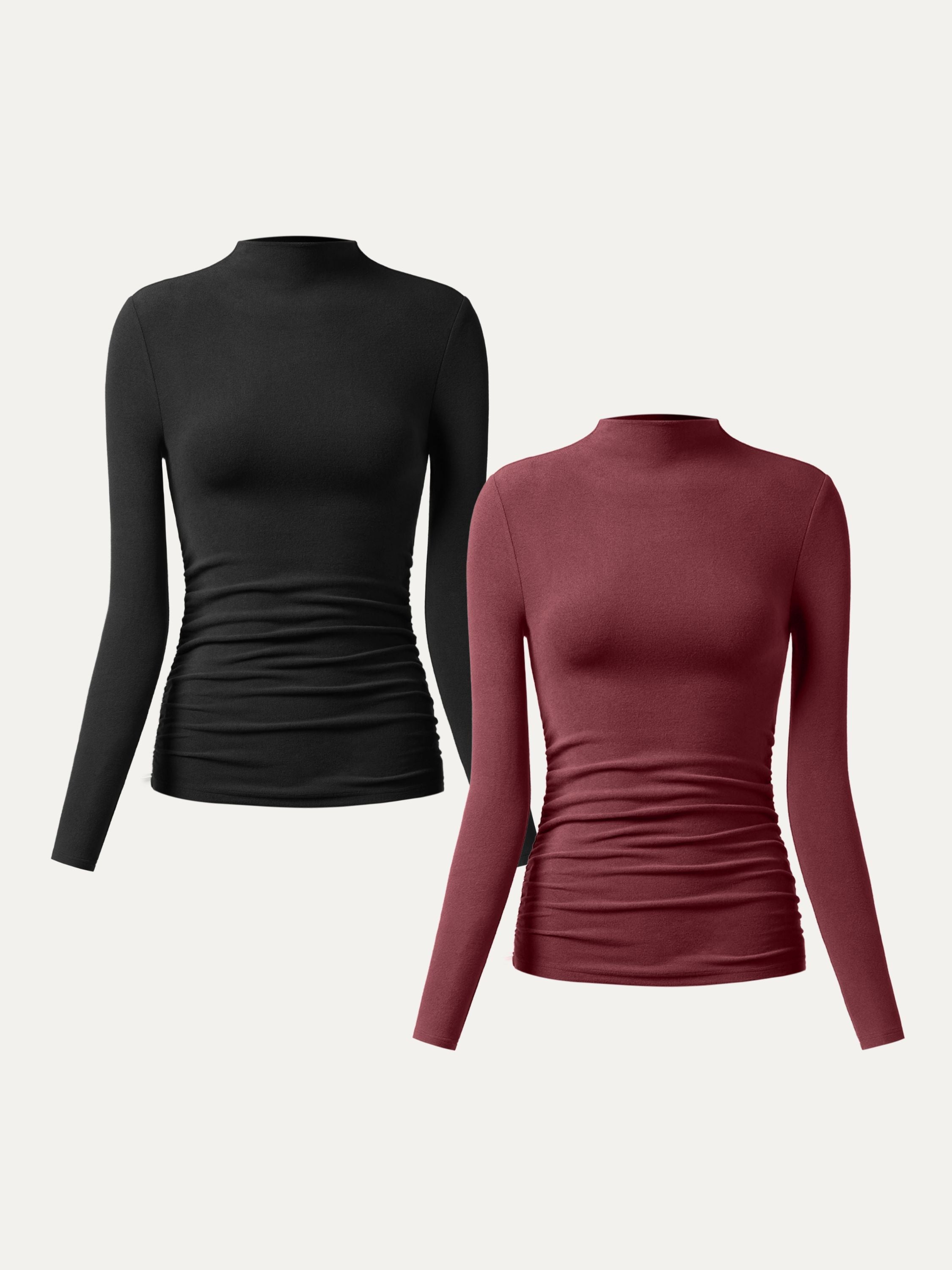 OGLmove Eco-Mousse ProWarm Brushed Rib Mockneck Top Off White