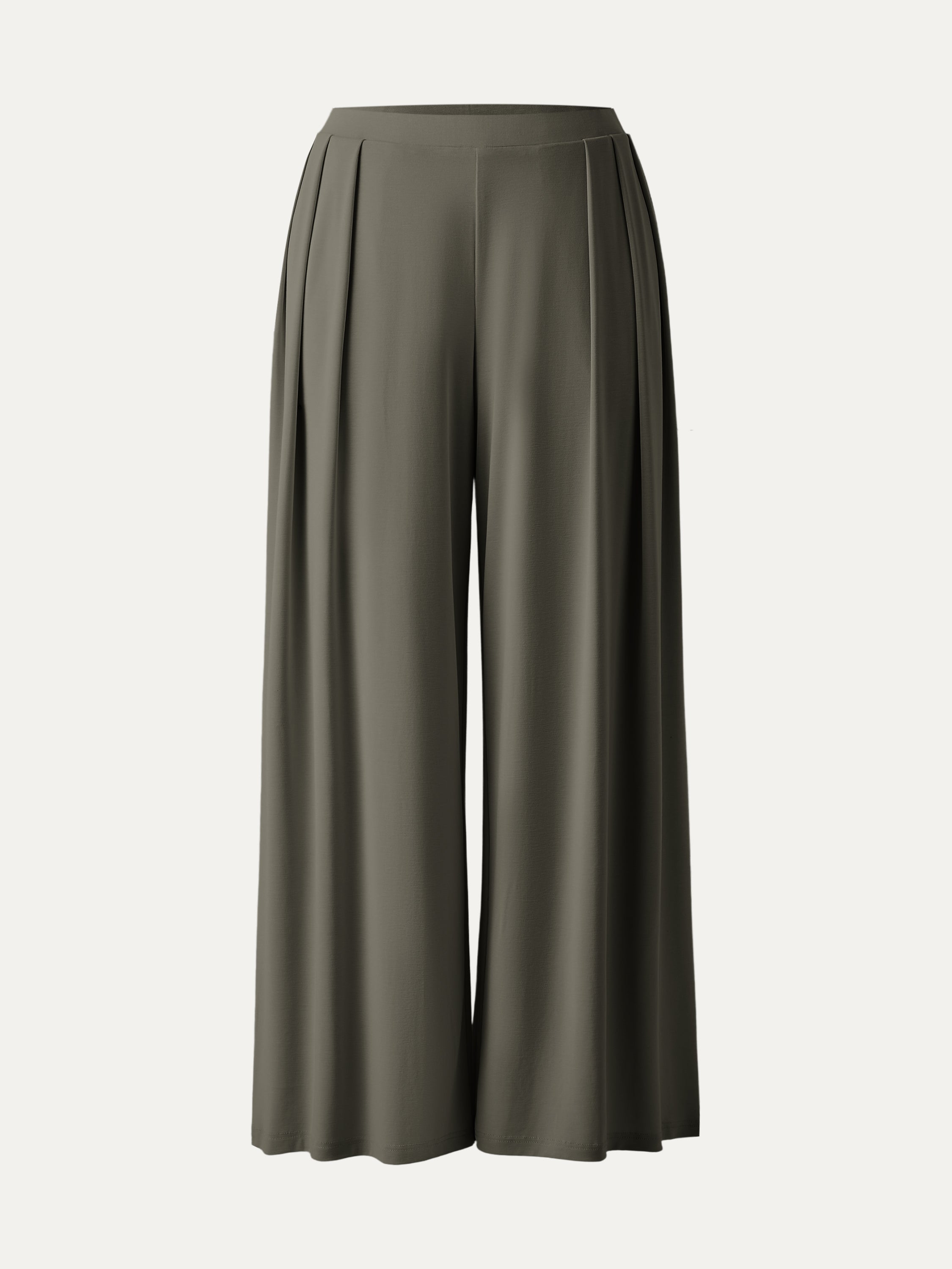 OGLmove Sandwashed Mid Rise Pleated Wide Leg Palazzo Pant with Pockets