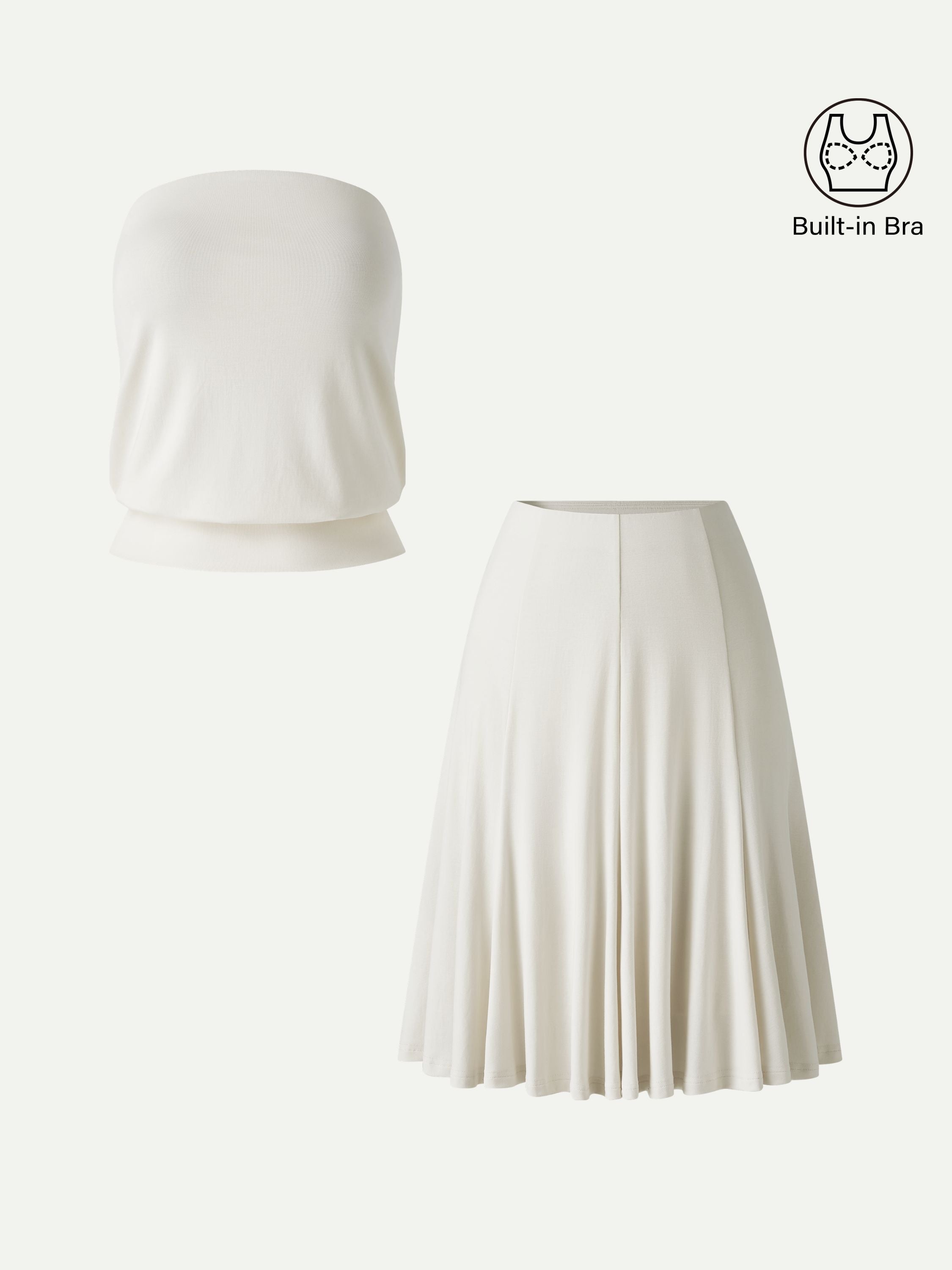 OGLmove Banded Hem Bra Top & Knee-Length Skirt 2-Piece Set