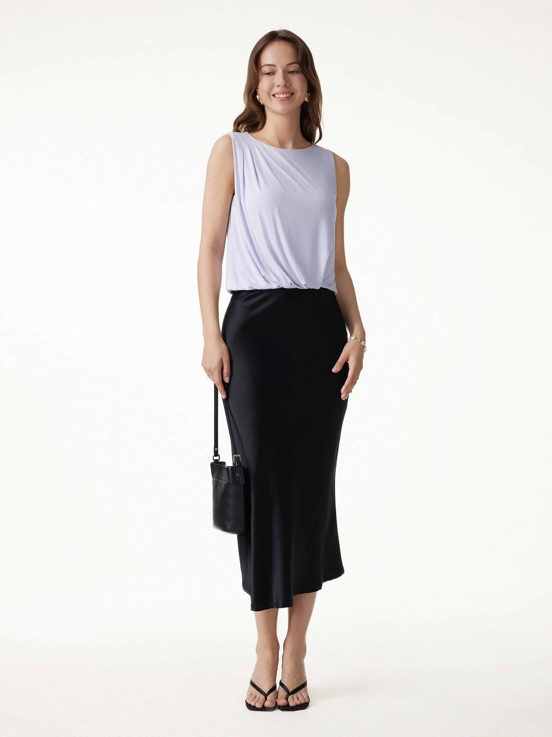 OGLmove Women's CoolTouch Boatneck Gathered Hem Cropped Top
