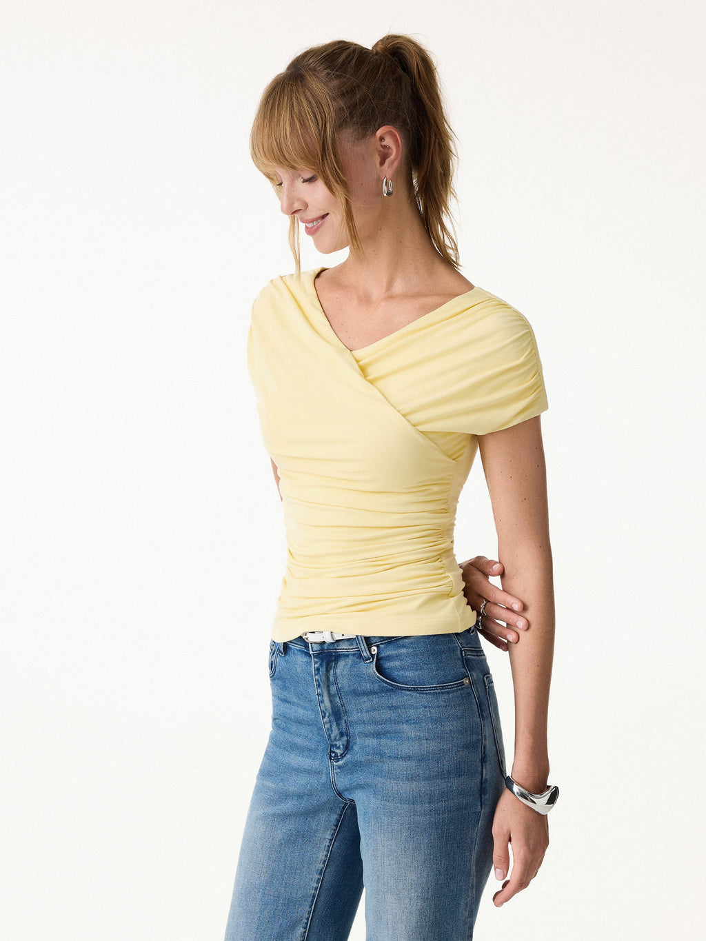 OGLmove SkinKiss Surplice V-Neck Ruching Bra Top