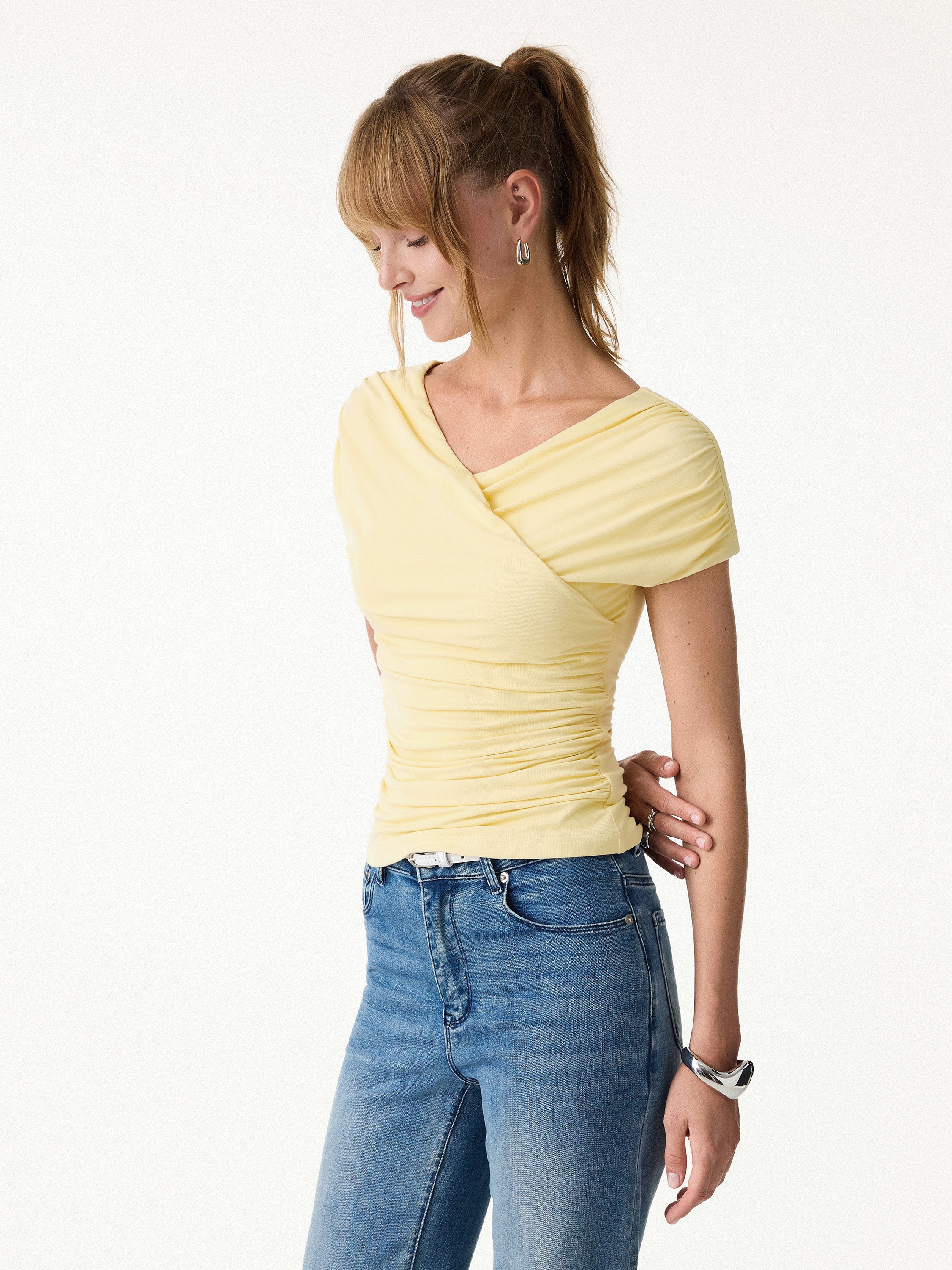 OGLmove SkinKiss Surplice V-Neck Ruching Bra Top