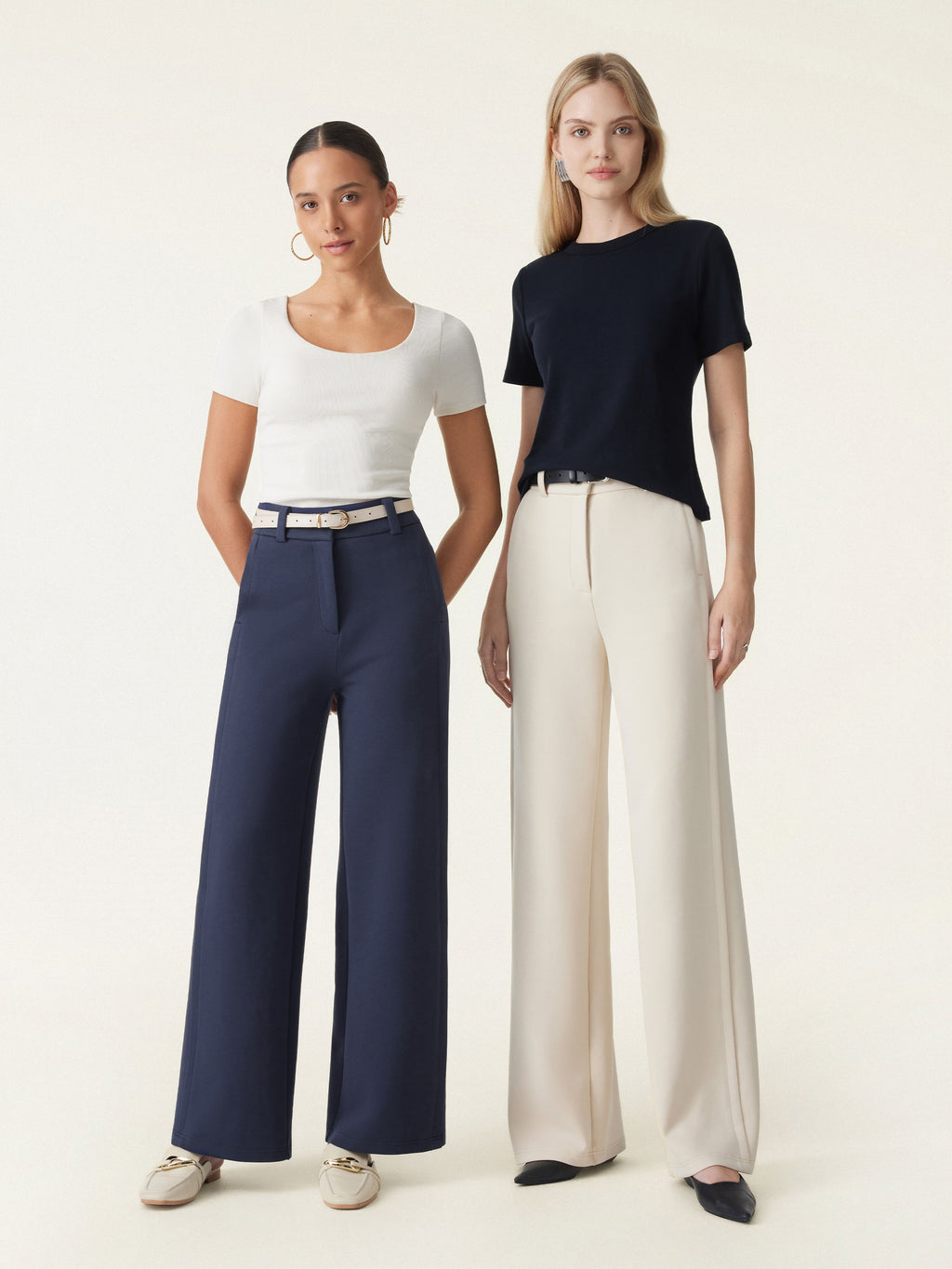 OGLmove Stretchy Mid Rise Fly-Front Wide Leg Trouser
