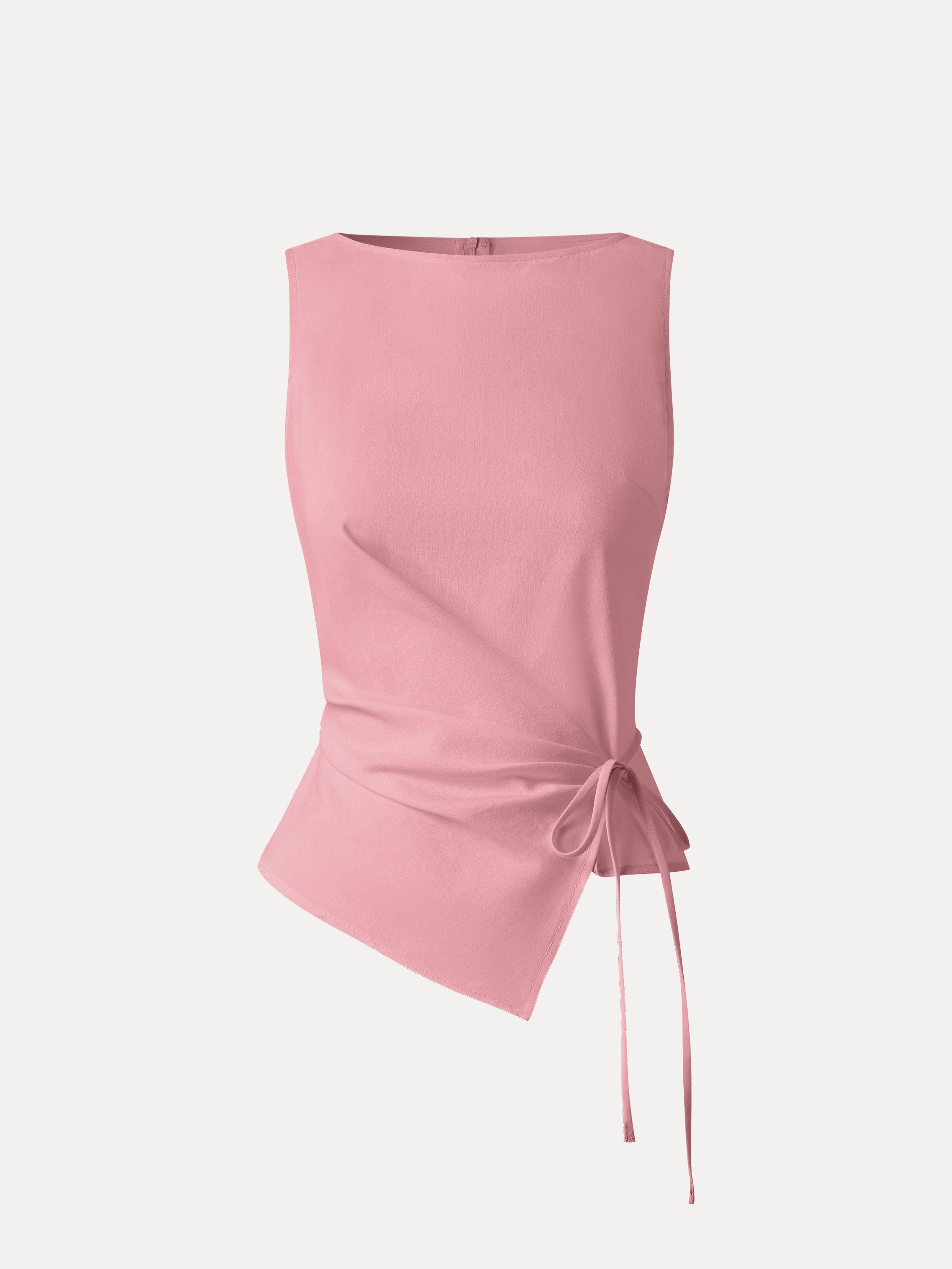 OGLmove Lyocell-Linen Blend Boatneck Waist-Defined Top
