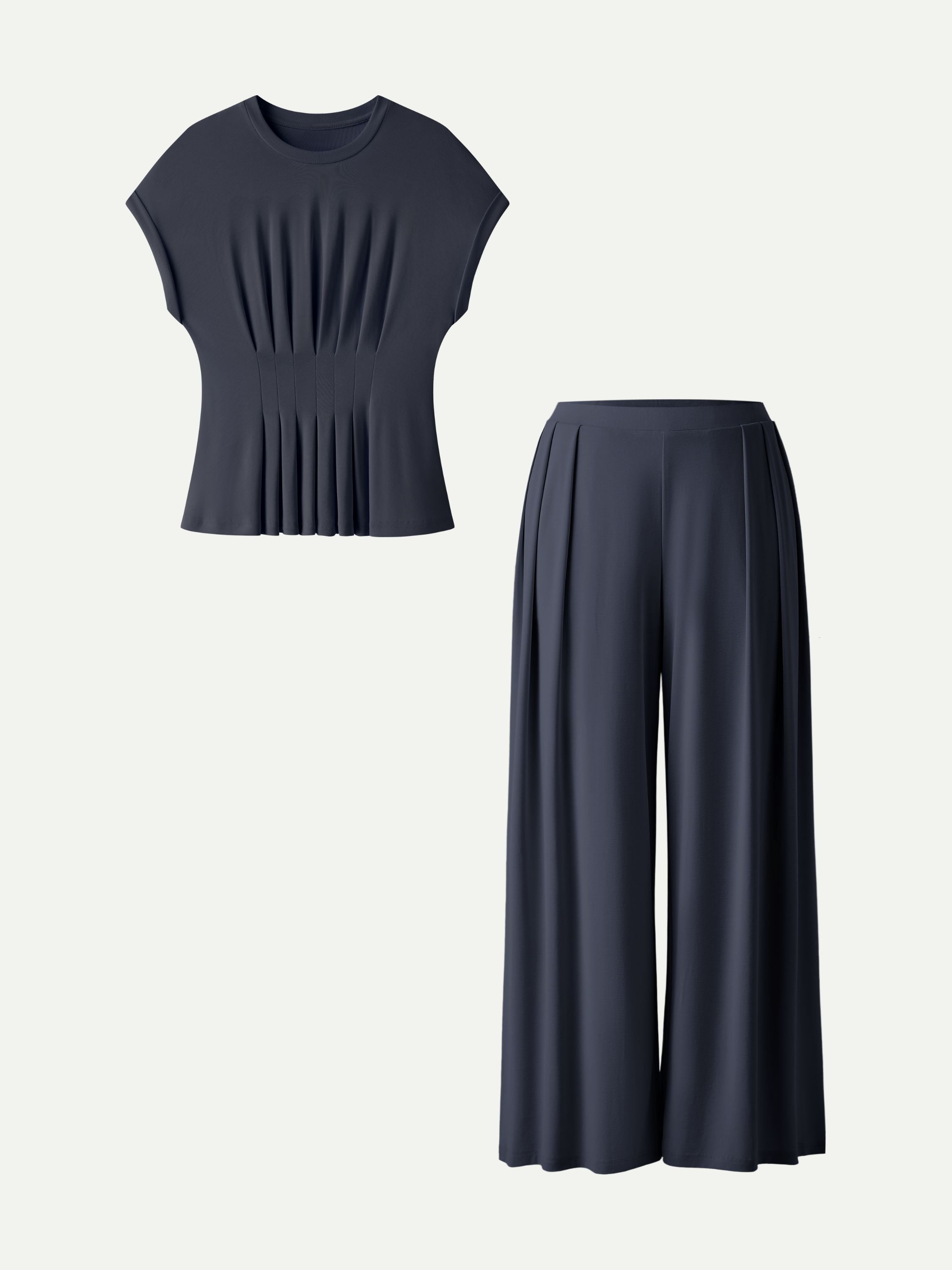 OGLmove Women's Sandwashed Modal Rib Wide Leg Matching Set