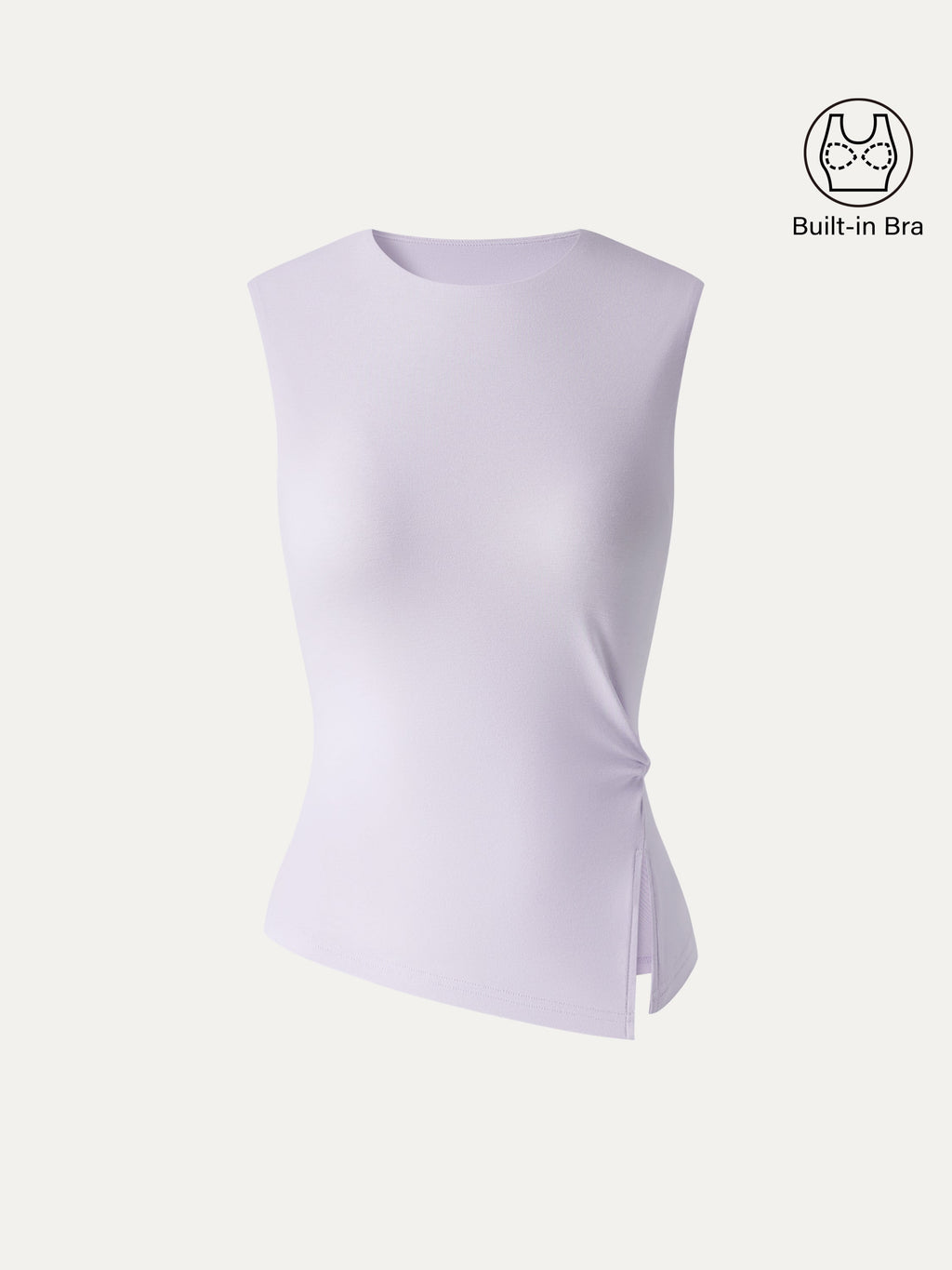 OGLmove Round Neck Twisted Bra Tank with Slit